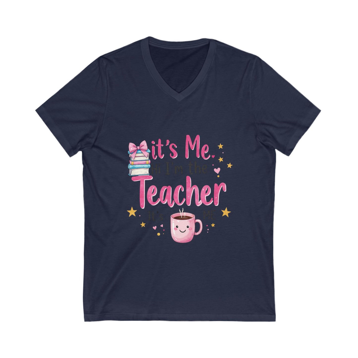 Cute Teacher V-Neck Tee, Inspirational Teacher, Showcasing a fun and vibrant design, this tee is not only comfortable but also helps express a passion for teaching.