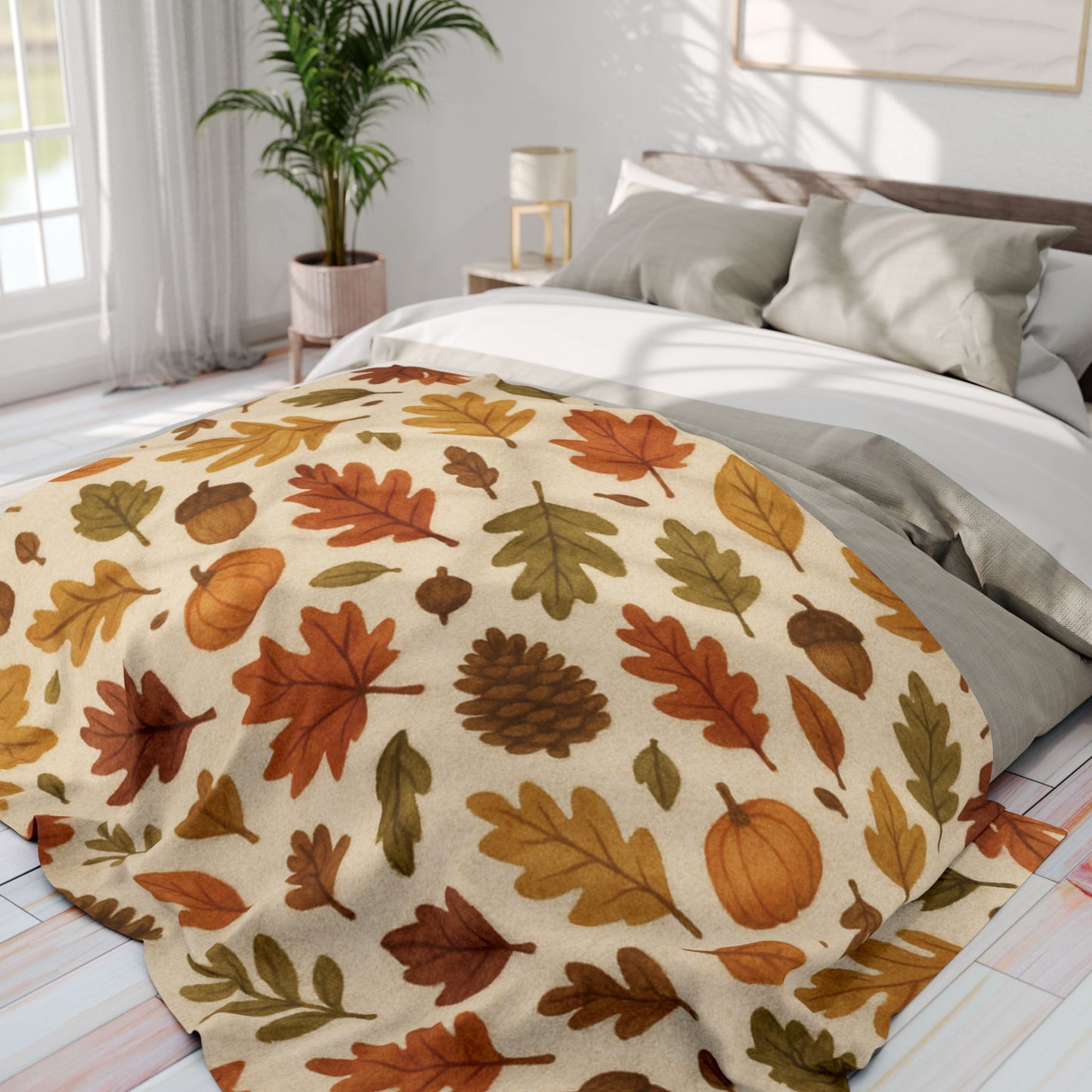 Cozy Autumnal Leaves Blanket, Transform your space into a haven of autumnal charm with this exquisite autumn blanket.