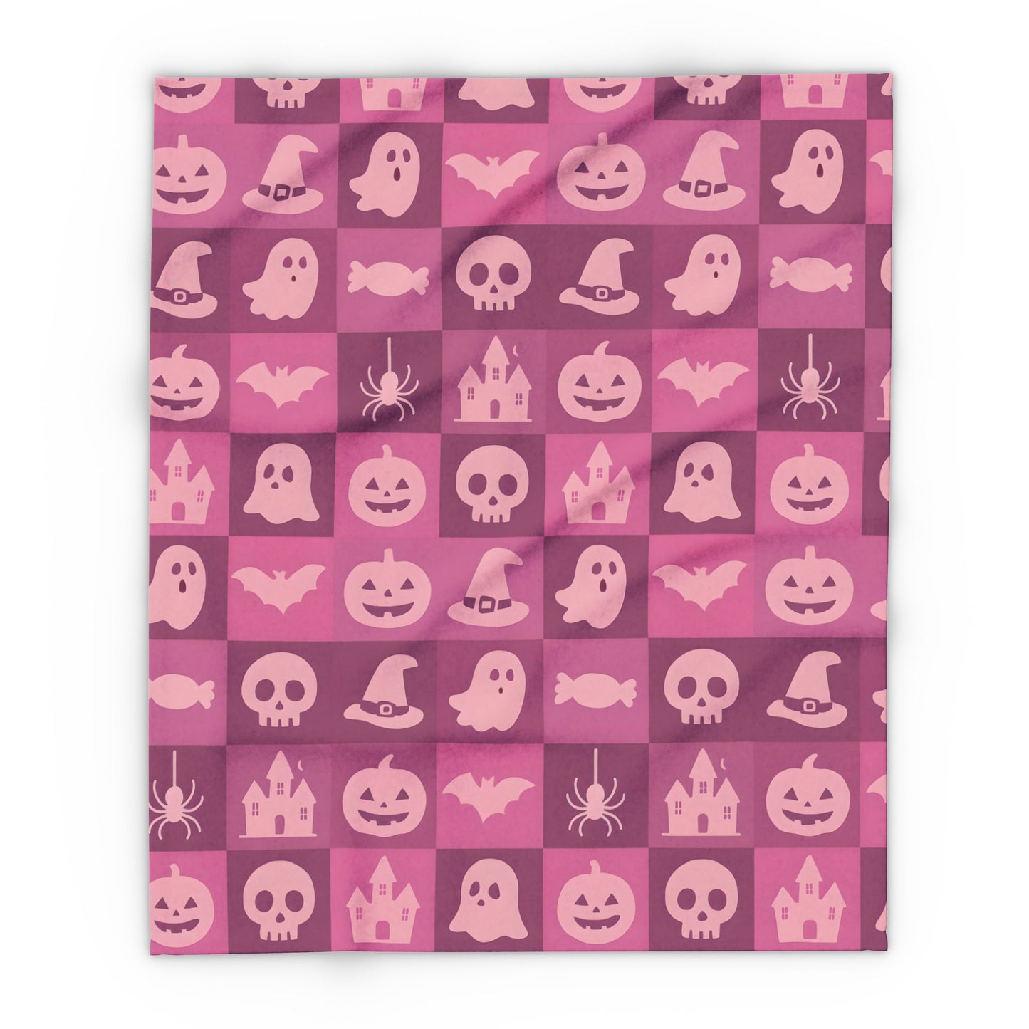 Spooky Pink Halloween Blanket, perfect for adding a unique twist to your seasonal decor. Drape this plush pink ghost blanket over your sofa to invite a cozy, festive warmth