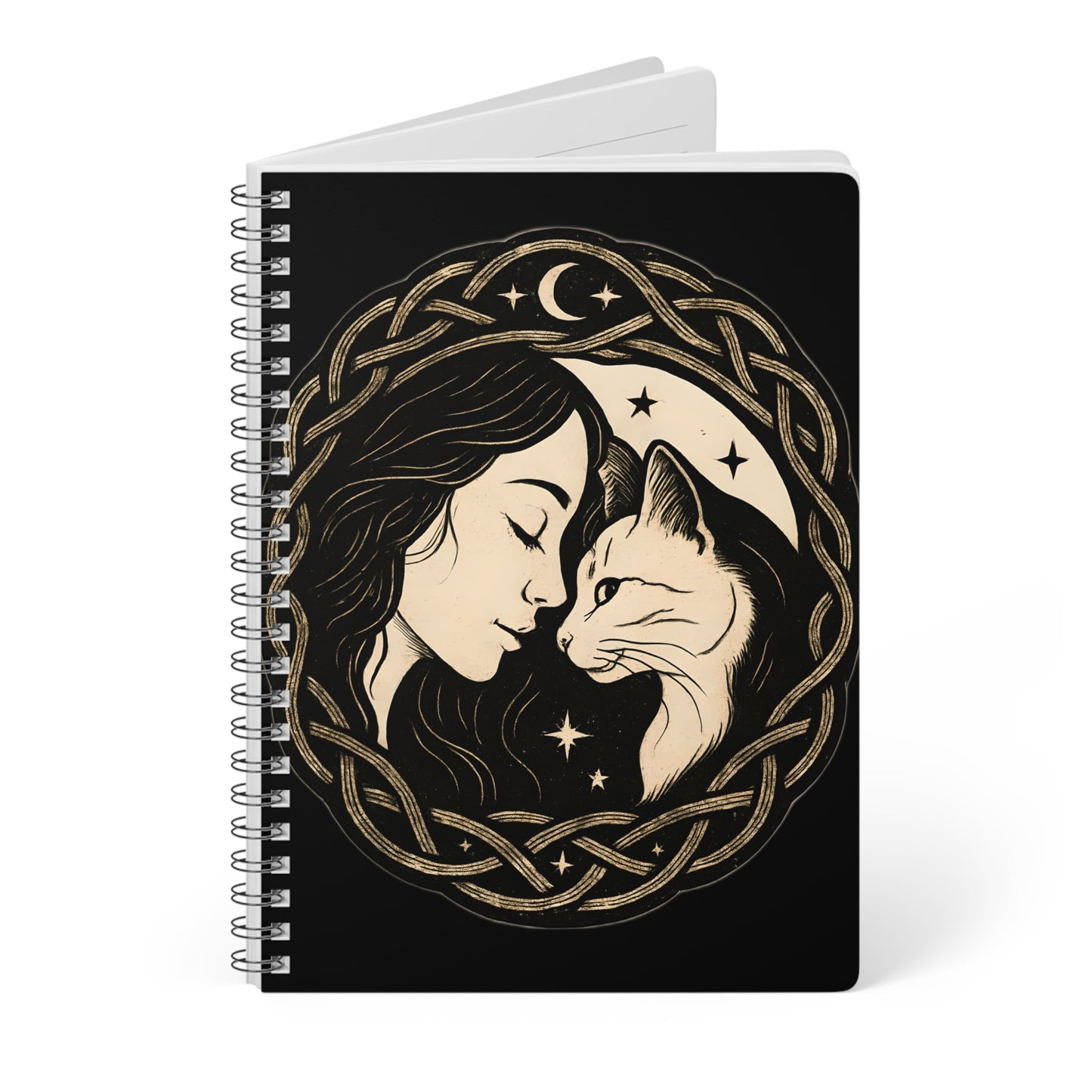 The Witch and Her Familiar Notebook, Whether you're recording spells in a grimoire journal or embarking on deep shadow work journaling, this witchcraft journal seamlessly transforms into a witch planner or spell book.