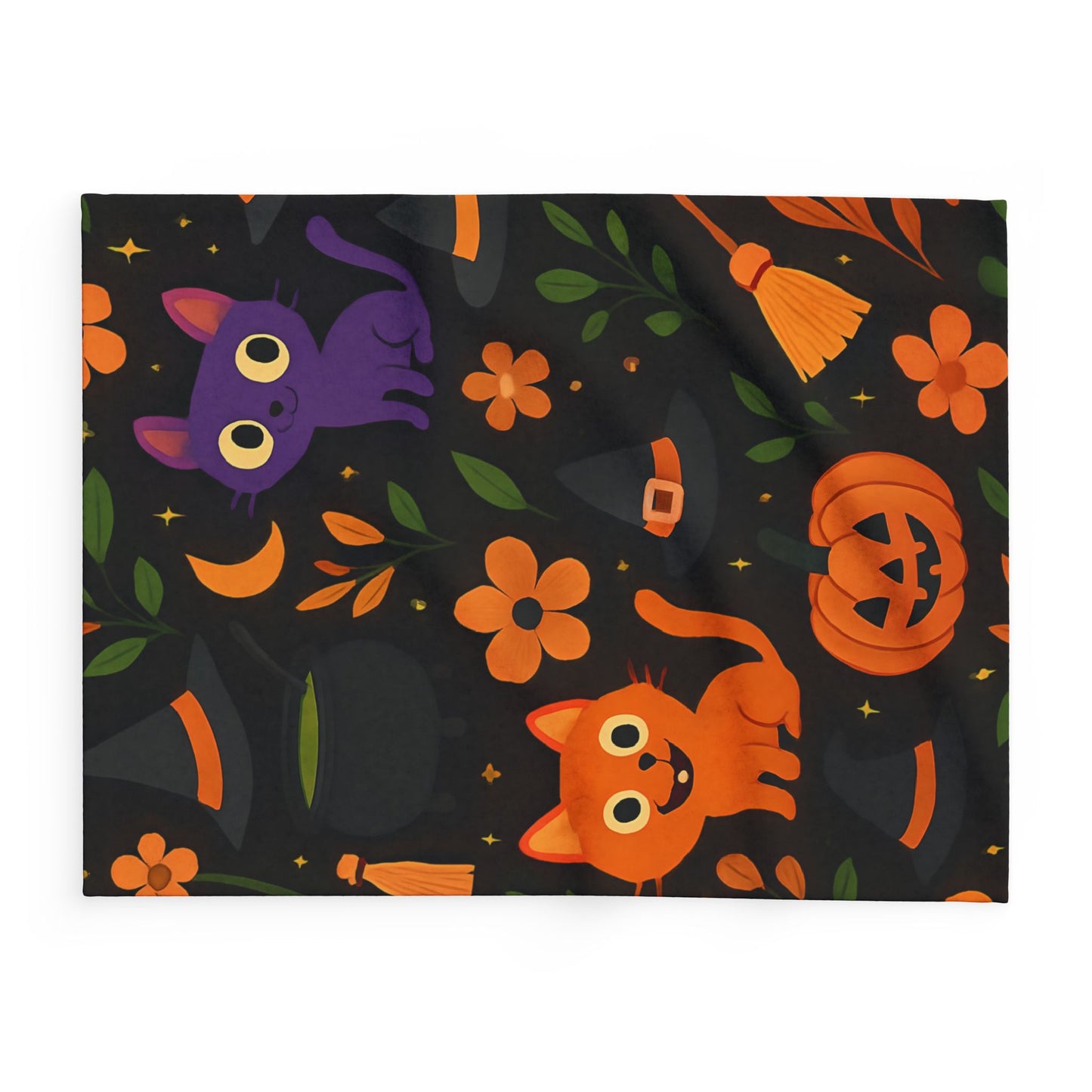 Halloween Blanket, The witchy blanket brings a touch of whimsy and warmth to any space, making it ideal as a spooky blanket or for witchy room decor.