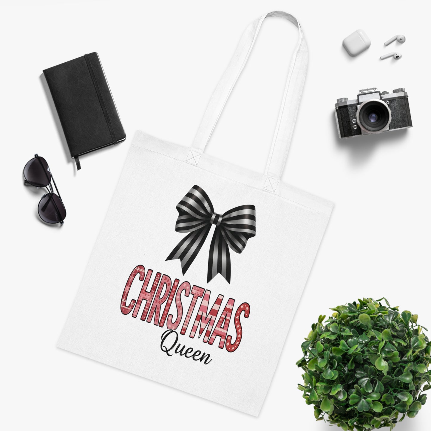 Christmas Queen Festive Reusable Tote Gift Bag, doubling as a unique gift bag and an elegant wine bag for your festive gatherings.