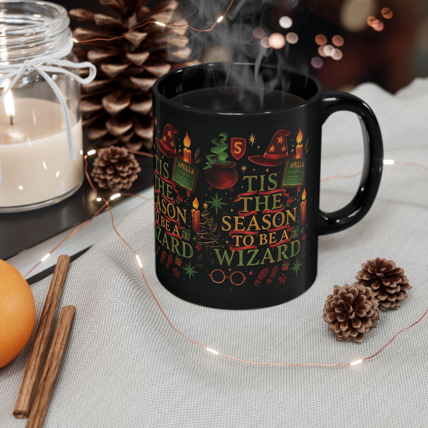 Festive Wizard Mug, Harry Potter Gift, Ideal for any Harry Potter fan, this delightful mug radiates a magical theme, capturing the essence of a Hogwarts Christmas.