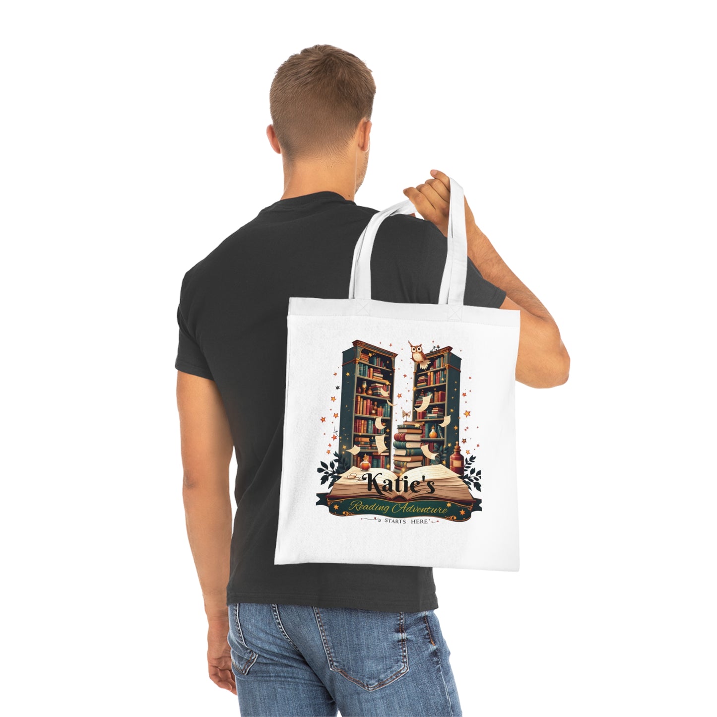 Personalised Book Lover Reusable Cotton Tote Bag, Bookish Tote, Librarian Tote Bag, Bibliophile Gift, Custom Book Bag,