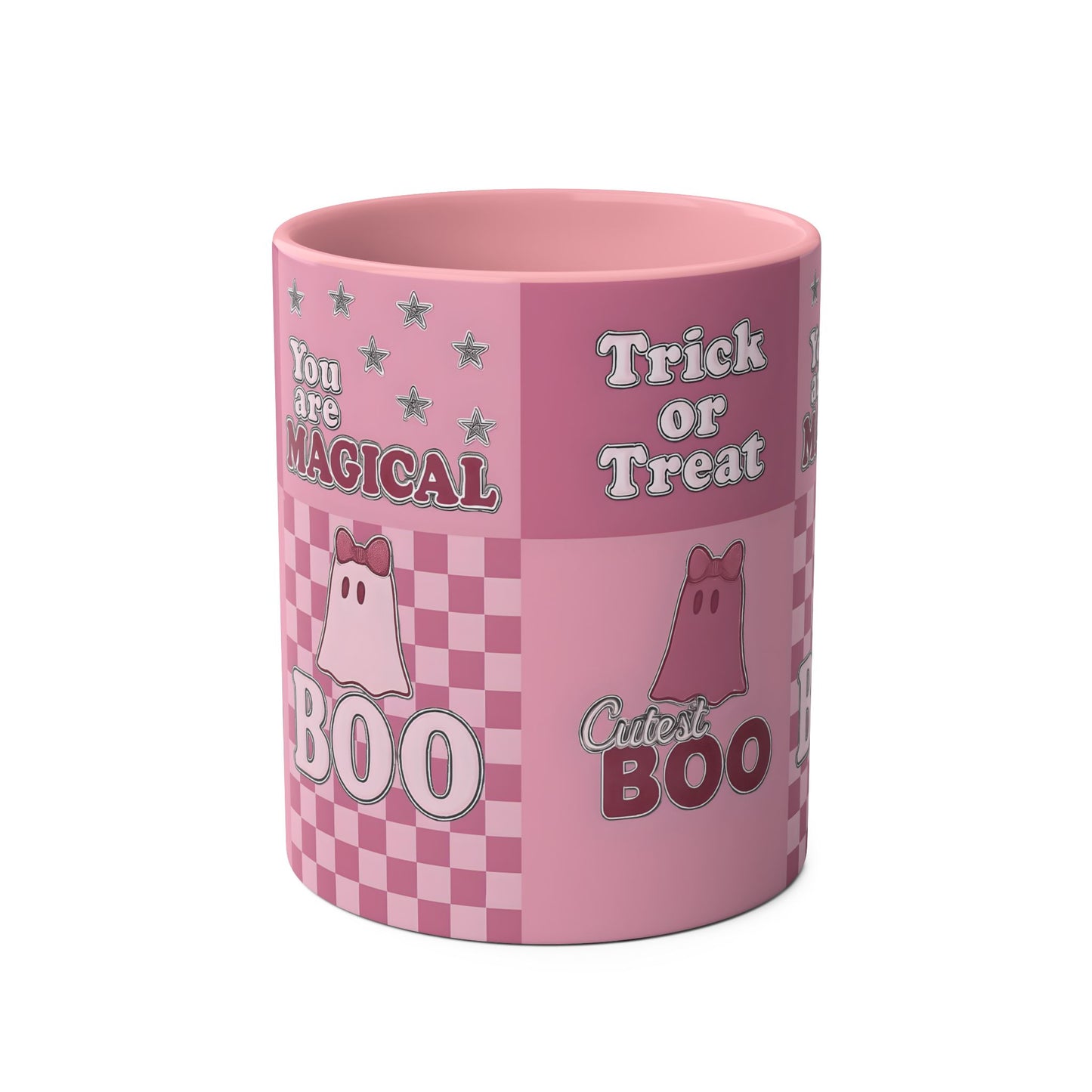 Pink Ghosty Boo Mug, this ghost mug is the embodiment of a cute Halloween mug, bringing the festive spirit to your morning brew.