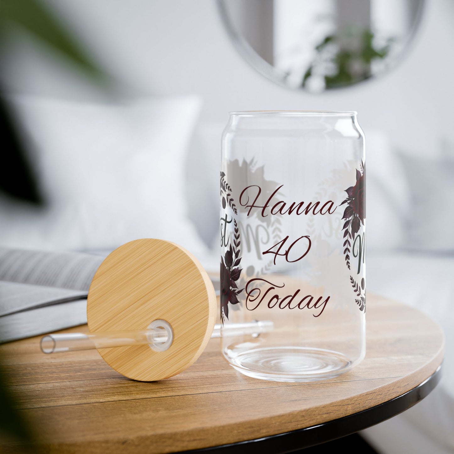 Personalized Manifest Glass Can | Witchy Glam Tumbler with Lid & Straw | Custom Name Manifestation Cup | Dark Feminine Gift for Her