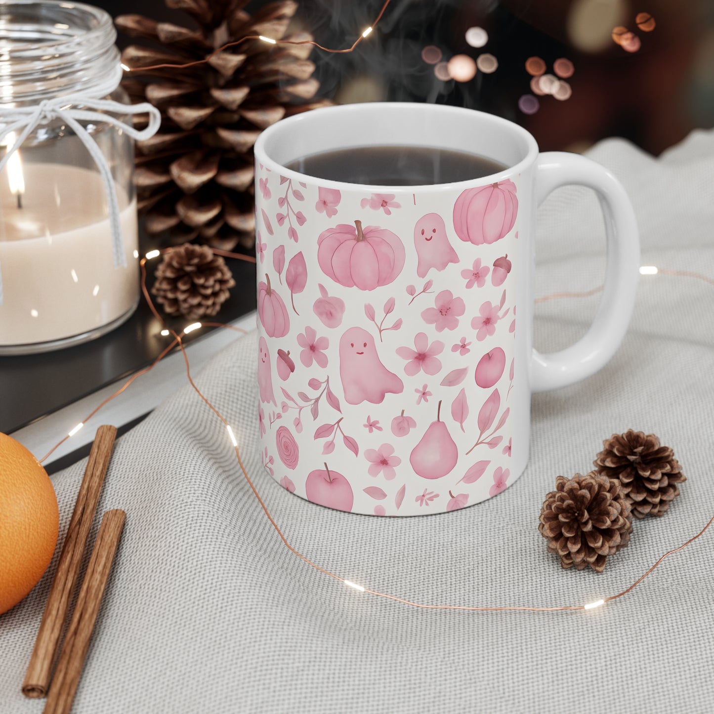 Pink Ghosty Pumpkin Mug, this cute ghost mug is your perfect companion for cozy autumn mornings.
