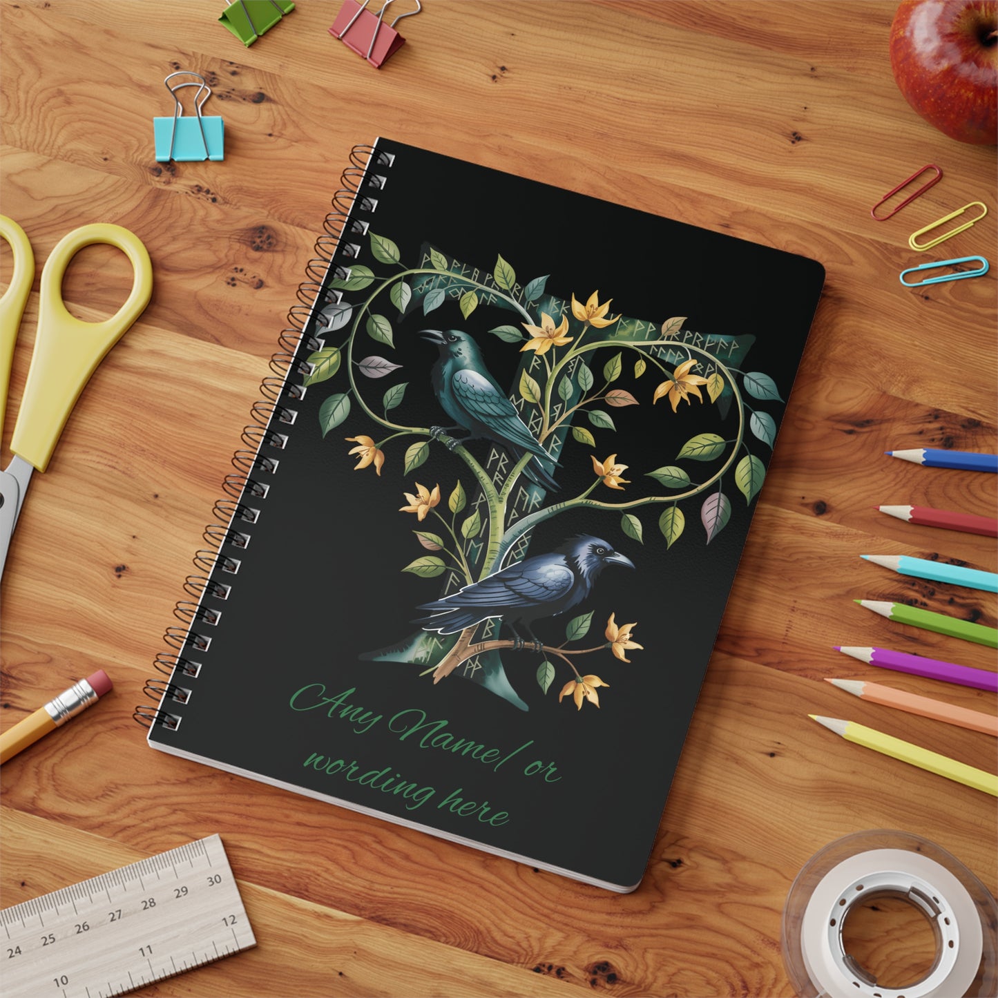 Personalized Norse Witchy Monogram A5 Notebook, Custom Journal,Monogram Notebook, Grimoire Journal, Book Of Shadows, Viking Grimoire Journal