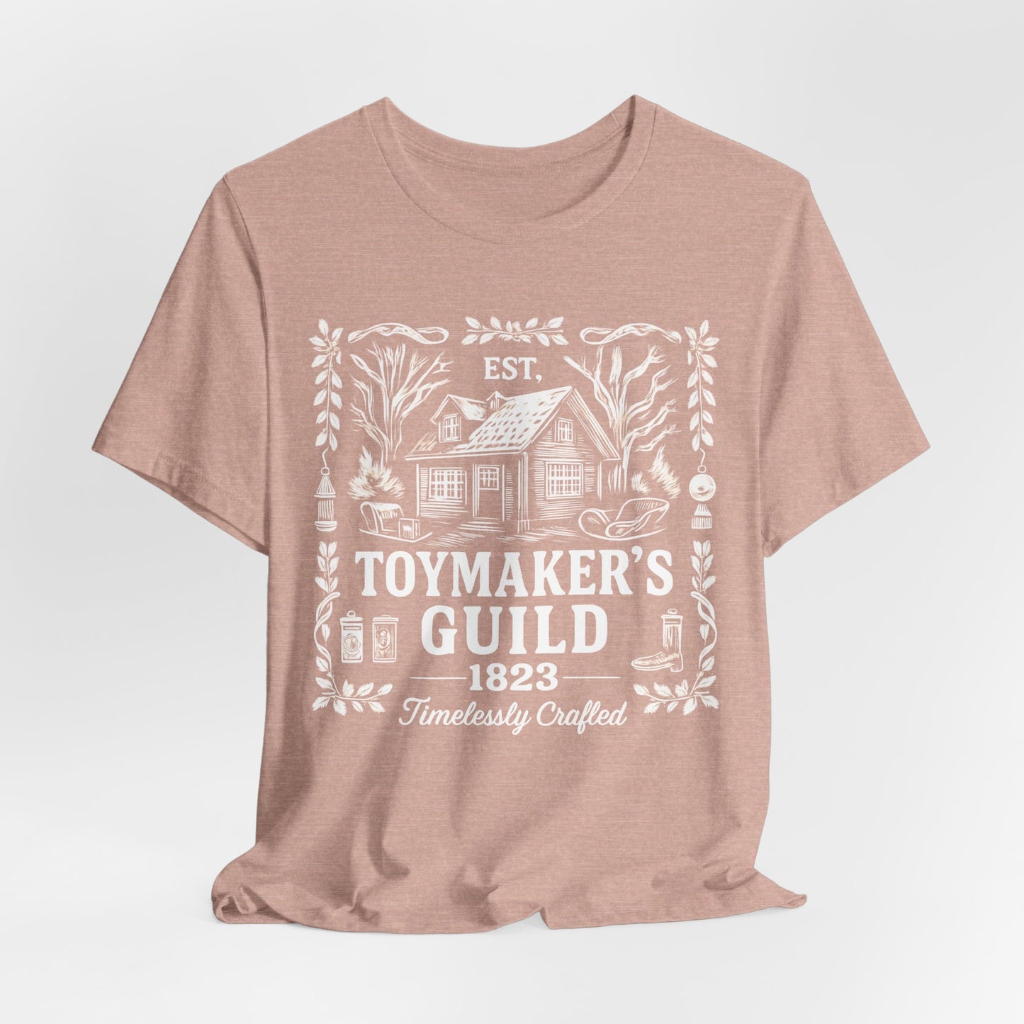 Nostalgic Christmas Tee, Vintage Toymaker Guild, a delightful nod to the nostalgic charm of Christmas past, a heart warming secret Santa idea.