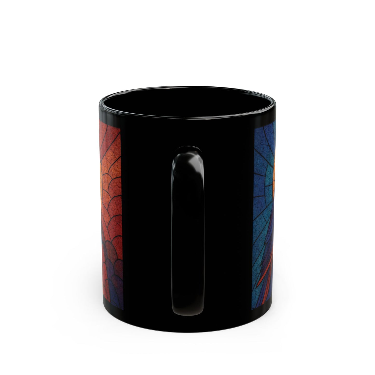 Raven Stained-Glass Effect Mug, This raven mug isn't just a drinkware item; it's an exquisite raven gift for those who cherish the mystique of these storied creatures.
