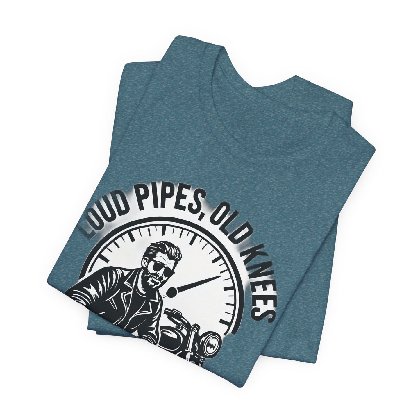 Loud Pipes No Apologies Biker Tee, This funny biker shirt encapsulates the essence of true biker fashion with its bold design and vintage motorbike vibe.