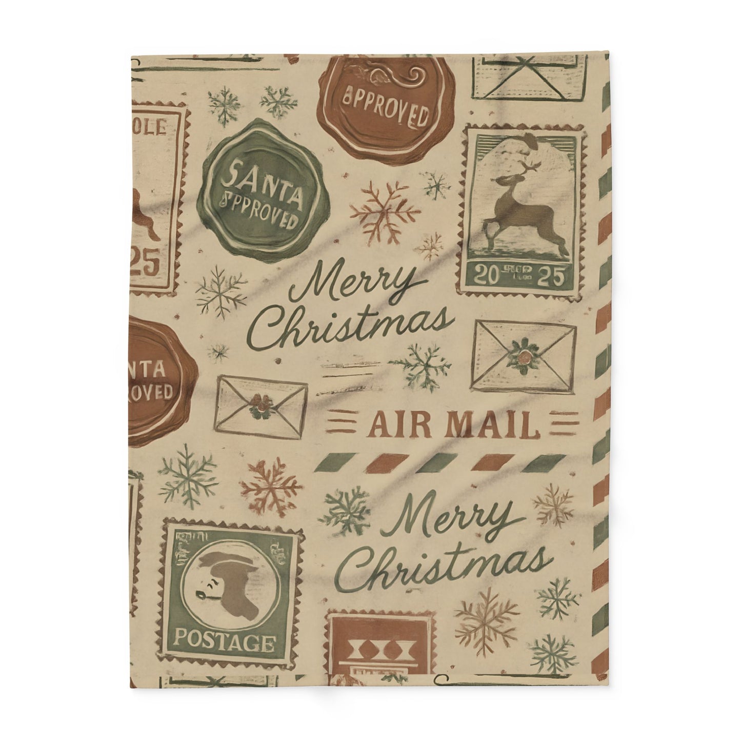 Festive Vintage Santa Snuggle Blanket, With a pattern reminiscent of a letter to Santa, it adds a whimsical touch to any festive home.