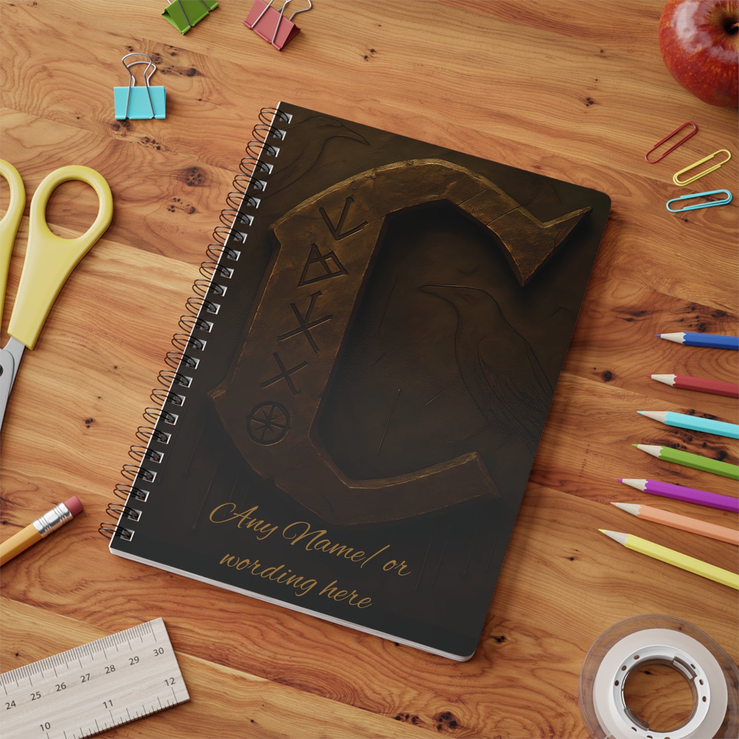 Personalized Norse Witchy Monogram A5 Notebook, Custom Journal,Monogram Notebook, Grimoire Journal, Book Of Shadows, Viking Grimoire Journal