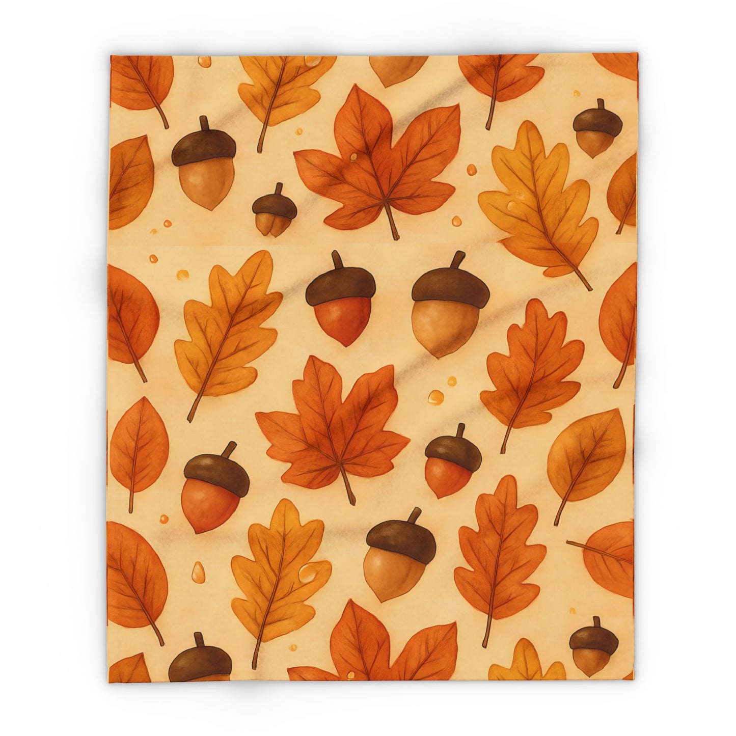 Autumnal Leaf Blanket Throw, This soft cozy blanket, adorned with intricate oak leaf acorn patterns, seamlessly captures the essence of the autumn eason