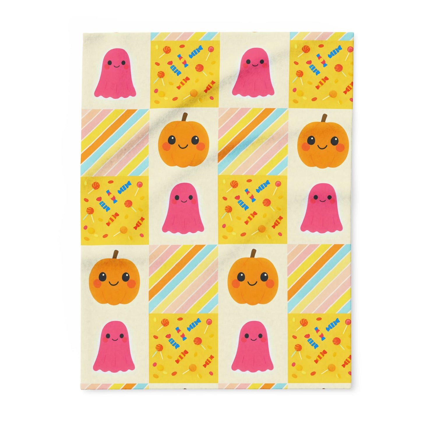Halloween Ghosty Pumpkin Sweets Fleece Blanket, Perfect for snuggling during chilly nights,a cherished piece of spooky season decor.