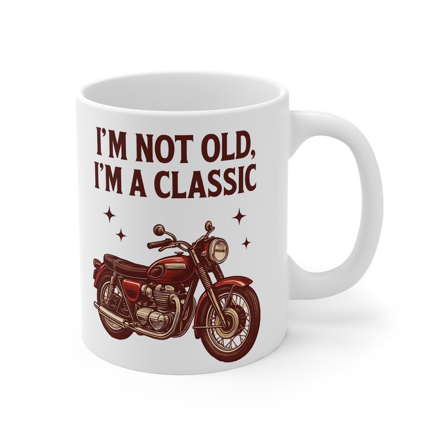 I'm Not Old I'm not old im a Classic Biker Mug, This retro motorbike mug is more than just a vessel for your coffee; it's a nod to the enduring spirit of the biker lifestyle.