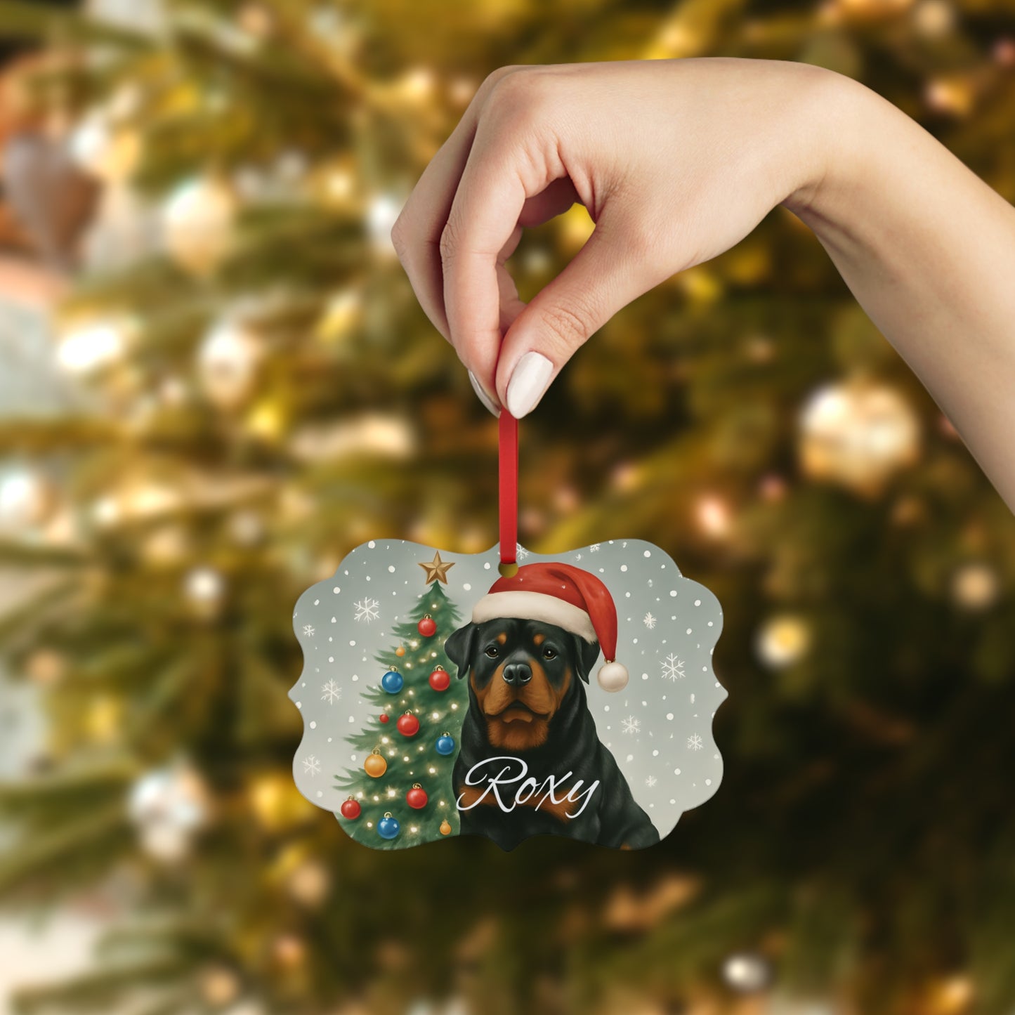 Personalized Rottweiler Tree Ornament, this metal tree ornament is more than a seasonal decoration—it's a heartfelt tribute to rottie enthusiast.