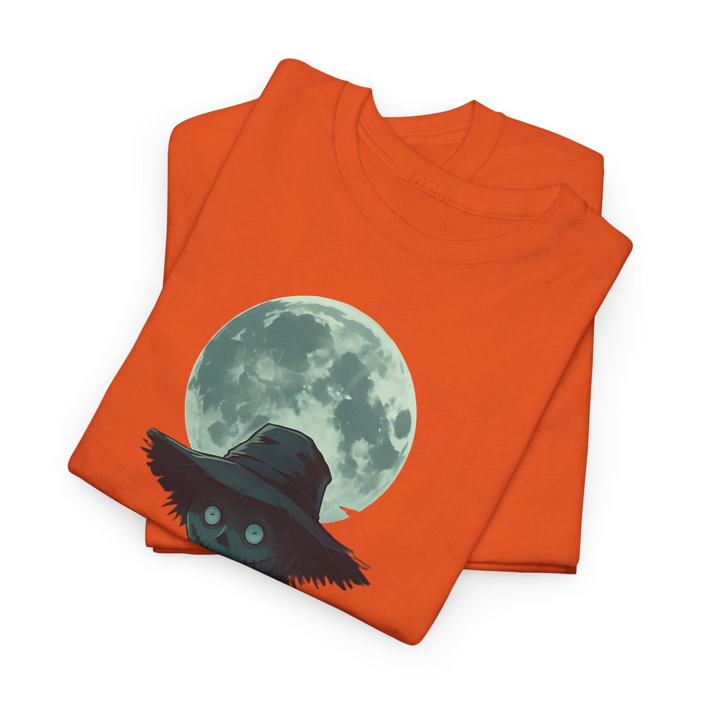 Halloween Scarecrow T-Shirt, This scarecrow shirt captures the essence of the season, transforming the traditional harvest icon into a pumpkin scarecrow that’s both captivating and chilling.Halloween