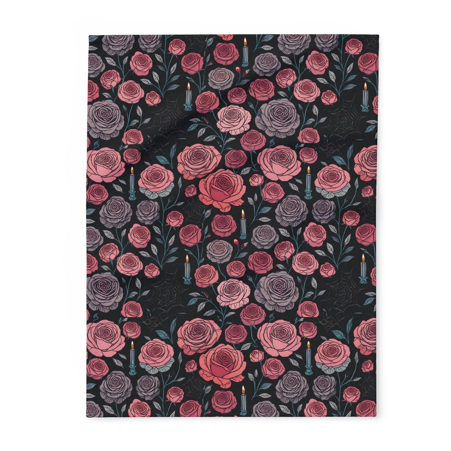 Gothic Pink Halloween Rose Blanket, Perfect as a Spooky Gift, it brings a whisper of elegance to your Halloween Decor.