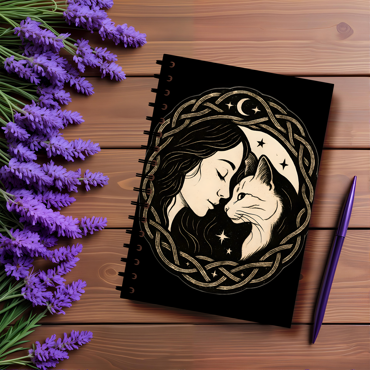 The Witch and Her Familiar Notebook, Whether you're recording spells in a grimoire journal or embarking on deep shadow work journaling, this witchcraft journal seamlessly transforms into a witch planner or spell book.