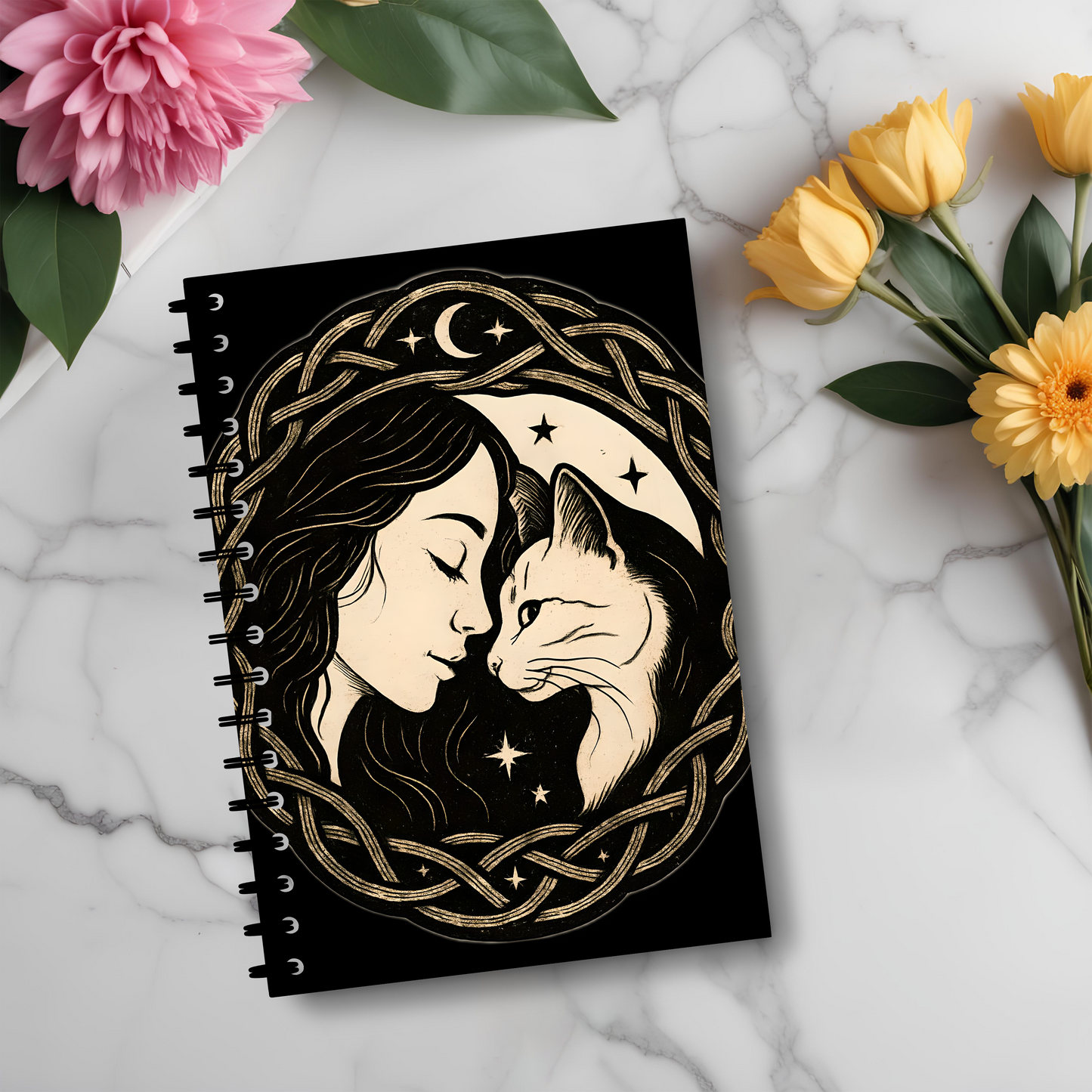 The Witch and Her Familiar Notebook, Whether you're recording spells in a grimoire journal or embarking on deep shadow work journaling, this witchcraft journal seamlessly transforms into a witch planner or spell book.