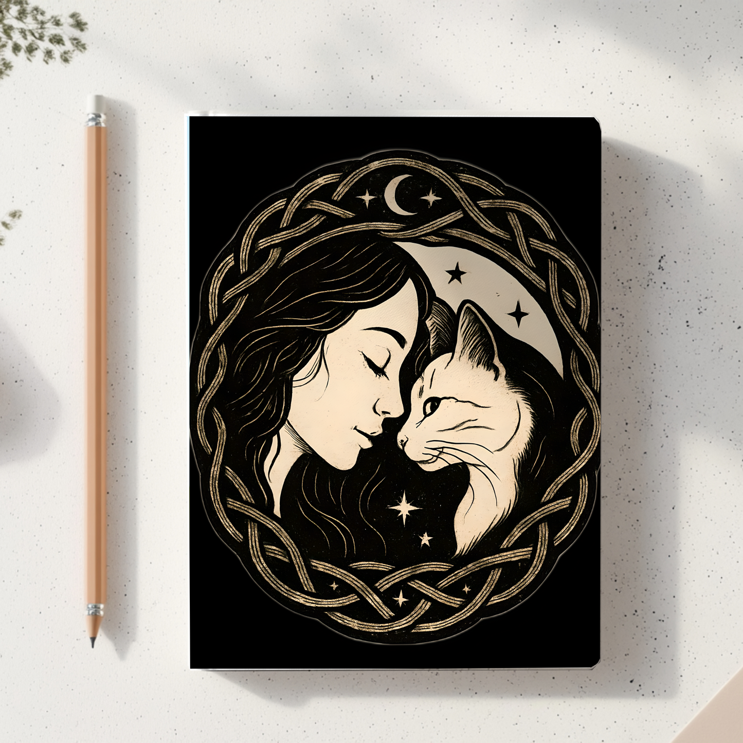 The Witch and Her Familiar Notebook, a mystical journey in the palm of your hand. Like whispering secrets to a witch black cat, this enchanting witchy notebook invites you into the world of the arcane with every turn of the page.
