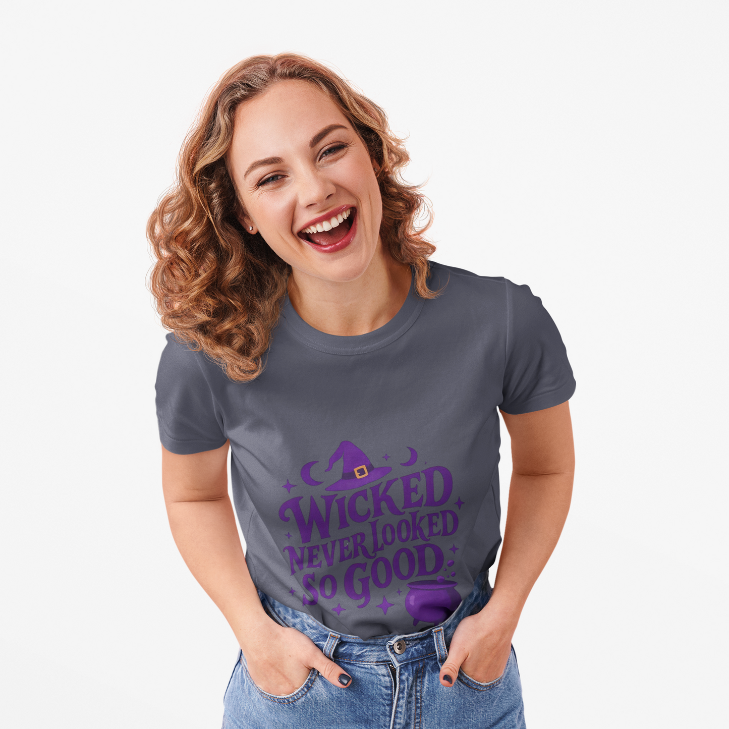 Wicked Never Looked So Good T-Shirt, a spellbinding addition to any witchy wardrobe, embodying the mischievous charm of witchcraft.