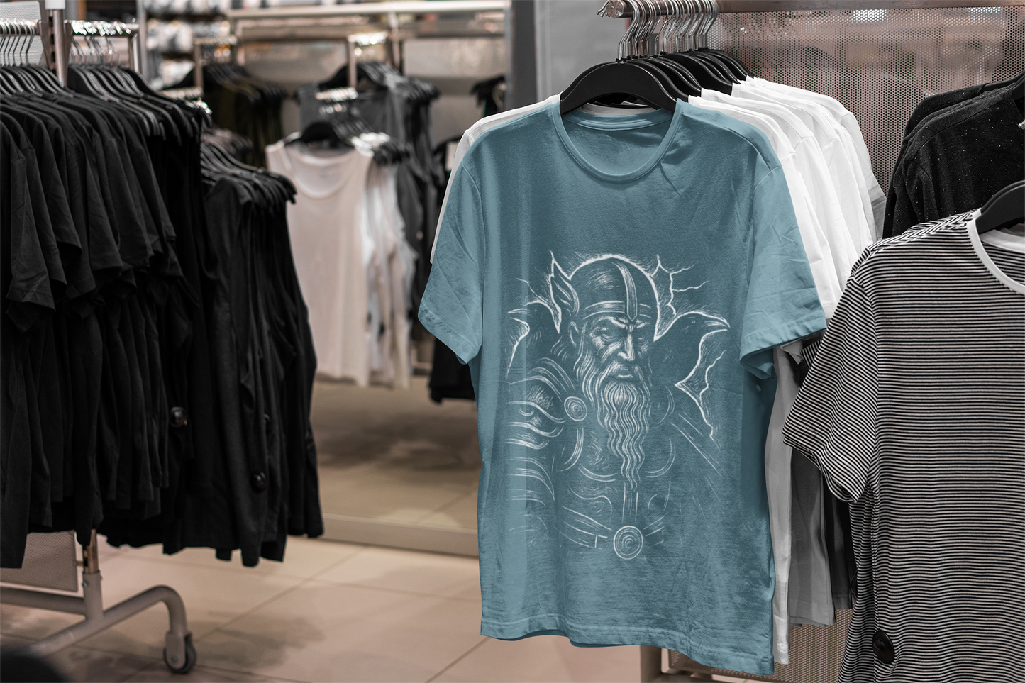 Viking God Odin T-Shirt,this viking shirt is your link to the past, offering a glimpse into the world where Odin and the viking gods reign supreme,a tribute to the enduring spirits of ancient Scandinavia