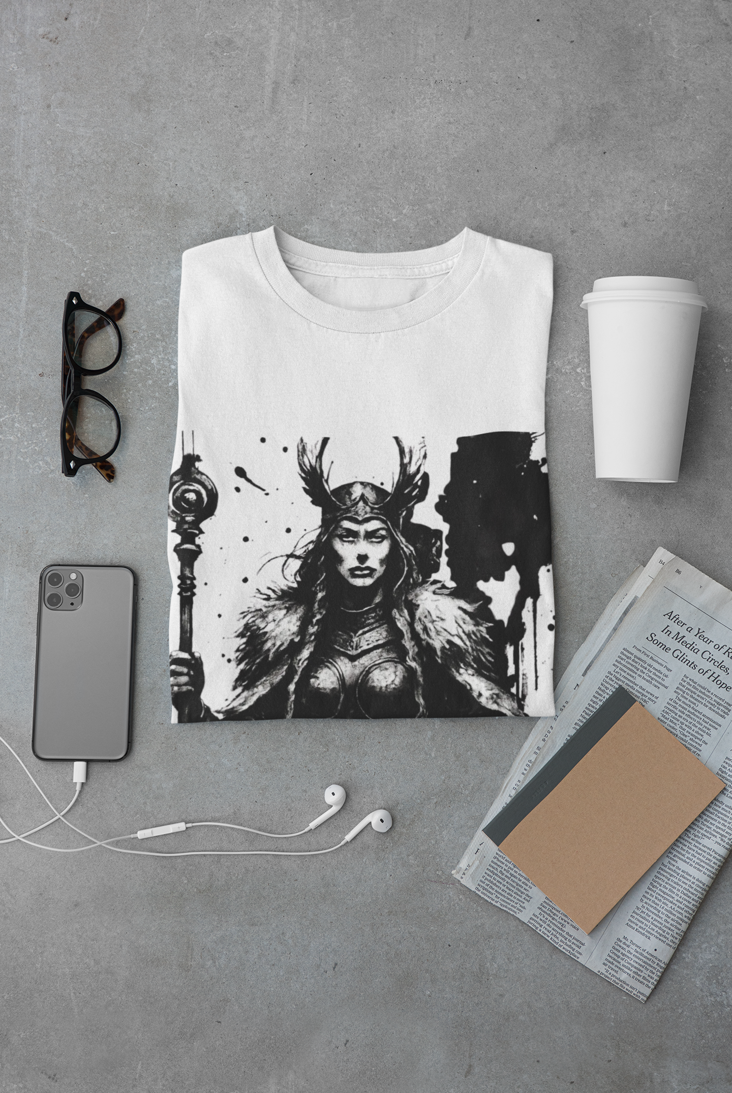 Frigg Norse Goddess T-shirt, captures the essence of Frigg, the revered Norse goddess, renowned in Nordic mythology as the embodiment of foresight and wisdom.