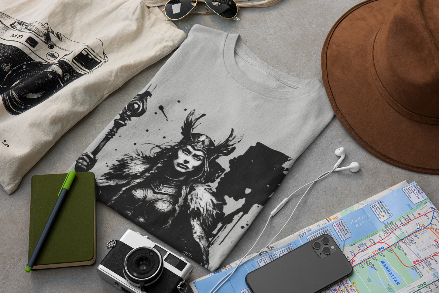 Frigg Norse Goddess T-shirt, captures the essence of Frigg, the revered Norse goddess, renowned in Nordic mythology as the embodiment of foresight and wisdom.