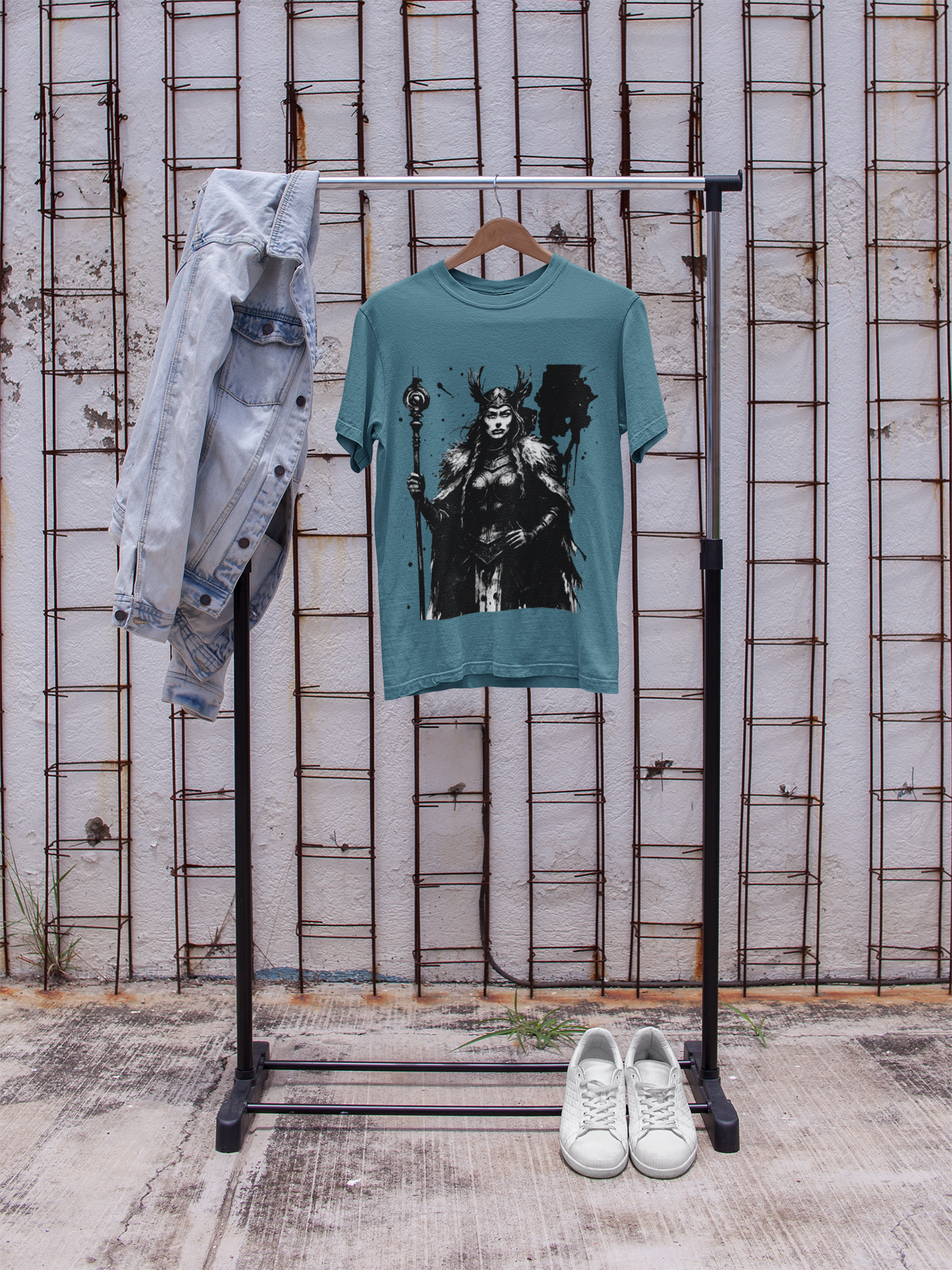 Frigg Norse Goddess T-shirt, captures the essence of Frigg, the revered Norse goddess, renowned in Nordic mythology as the embodiment of foresight and wisdom.