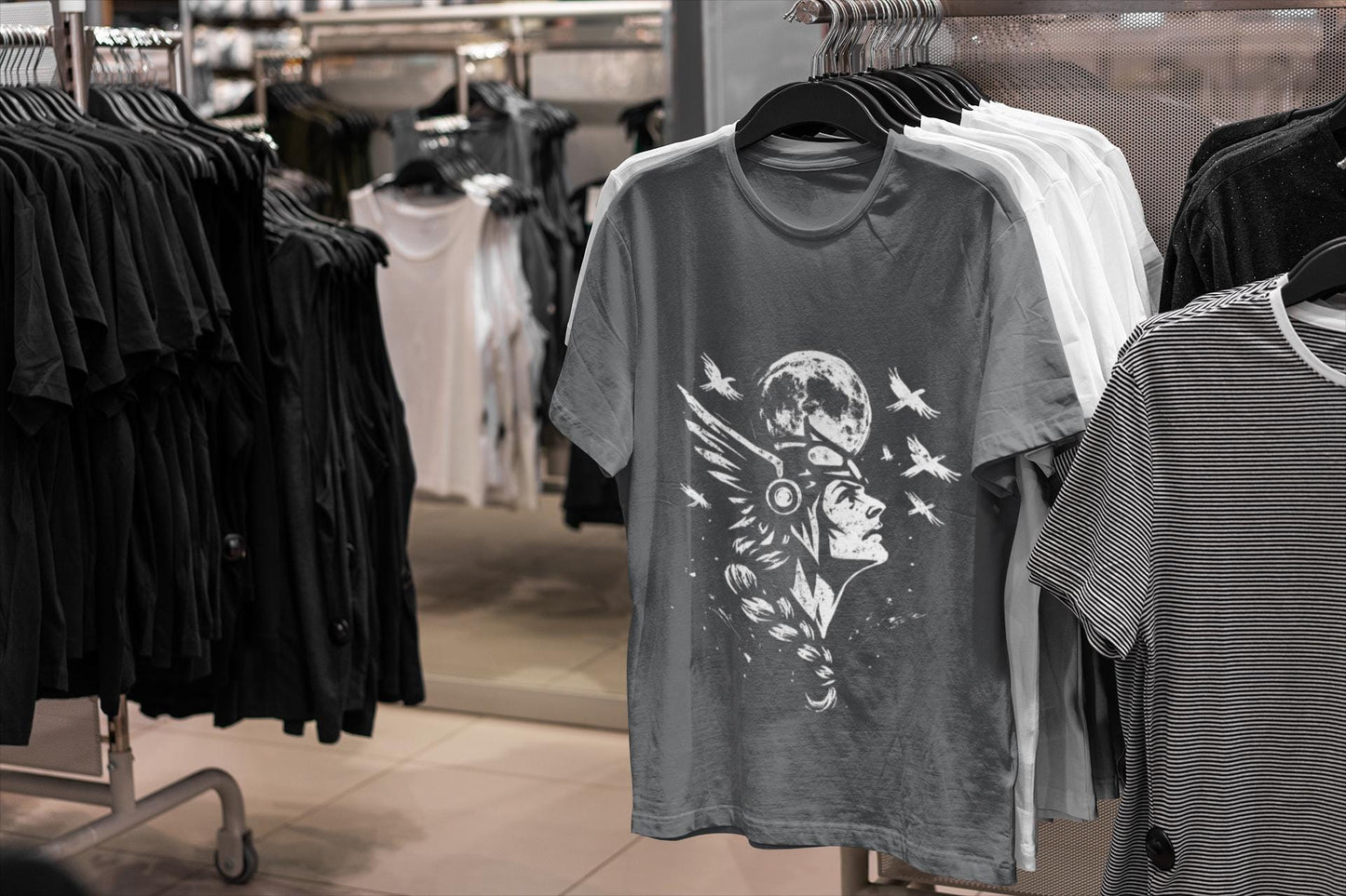 Valkyrie Norse Pagan T-Shirt, is a tribute to the powerful legends of old. Embrace the spirit of the Valkyrie with this striking design that merges the mystique of norse mythology with the rugged appeal of viking apparel.
