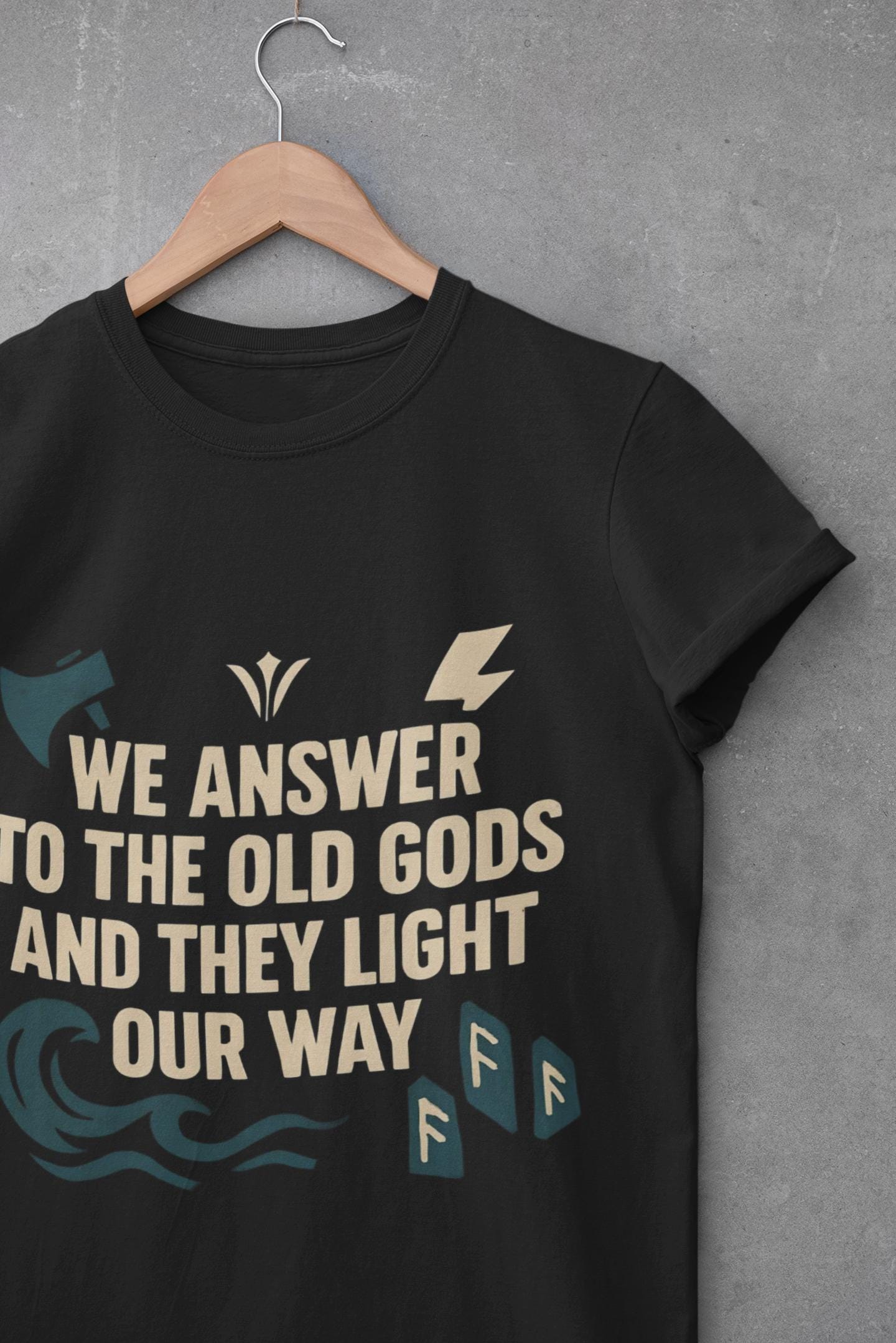 We Answer to the Old Gods Vikings TShirt, Embrace your ancestral roots with the "We Answer to the Old Gods".