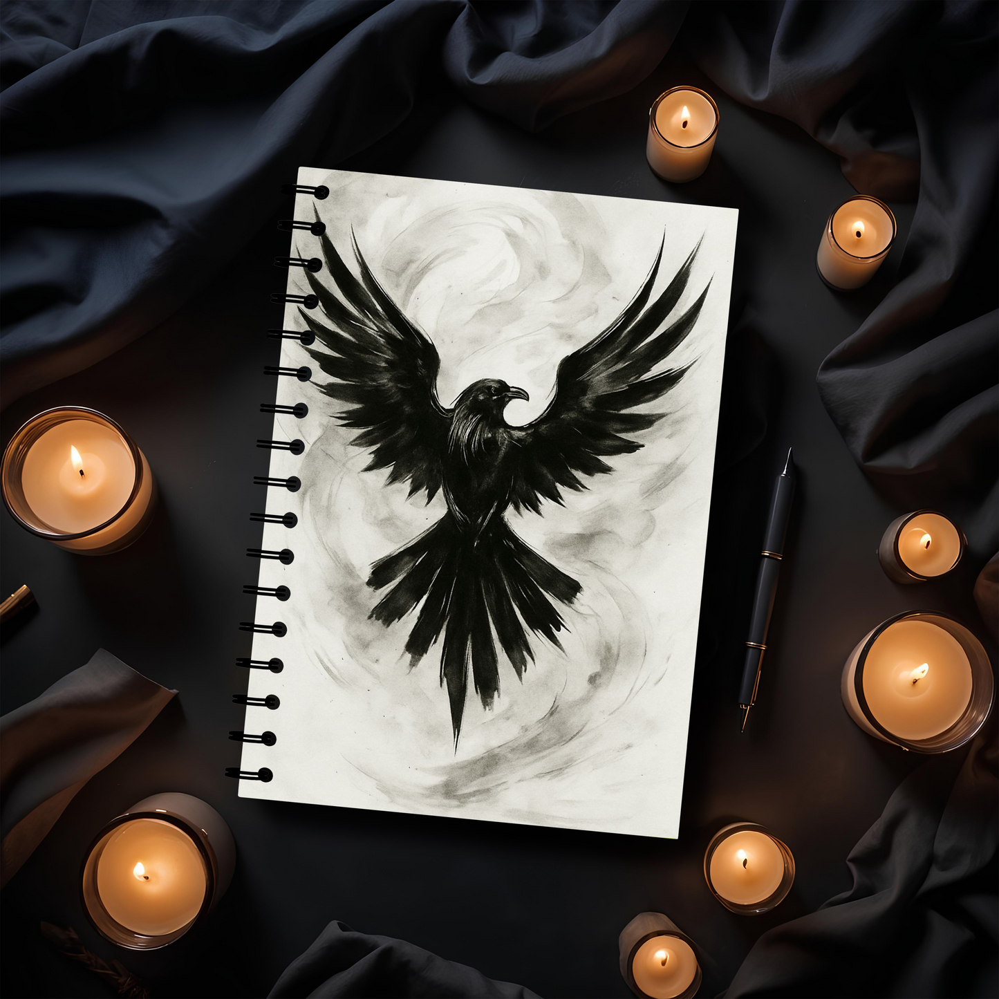 Raven Art Spiral Book, Goth Journal, Witchy Notebook, Discover the captivating allure of our Raven Art spiral notebook, where each page unfolds a world of mystery and enchantment