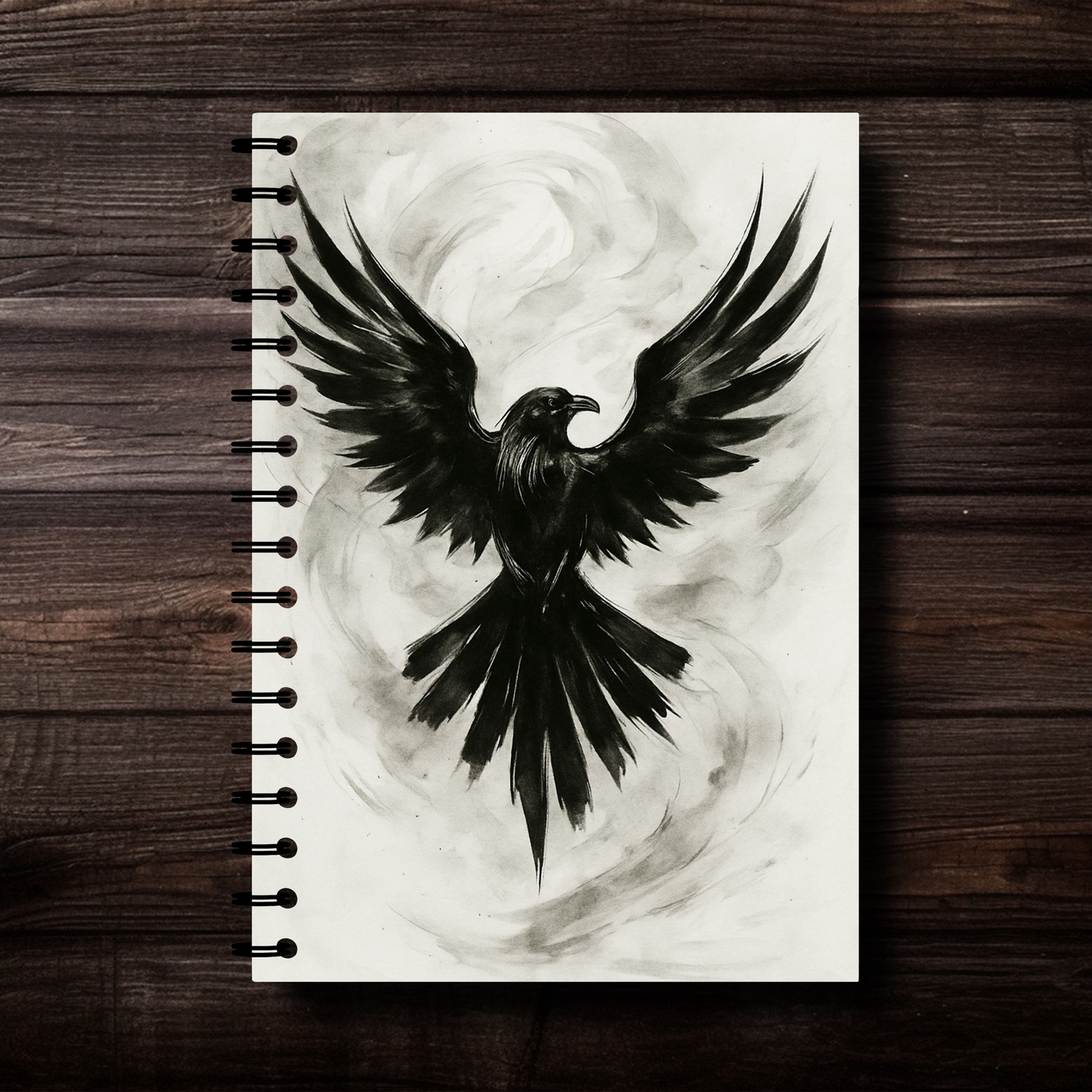 Raven Art Spiral Book, Goth Journal, Witchy Notebook, Discover the captivating allure of our Raven Art spiral notebook, where each page unfolds a world of mystery and enchantment