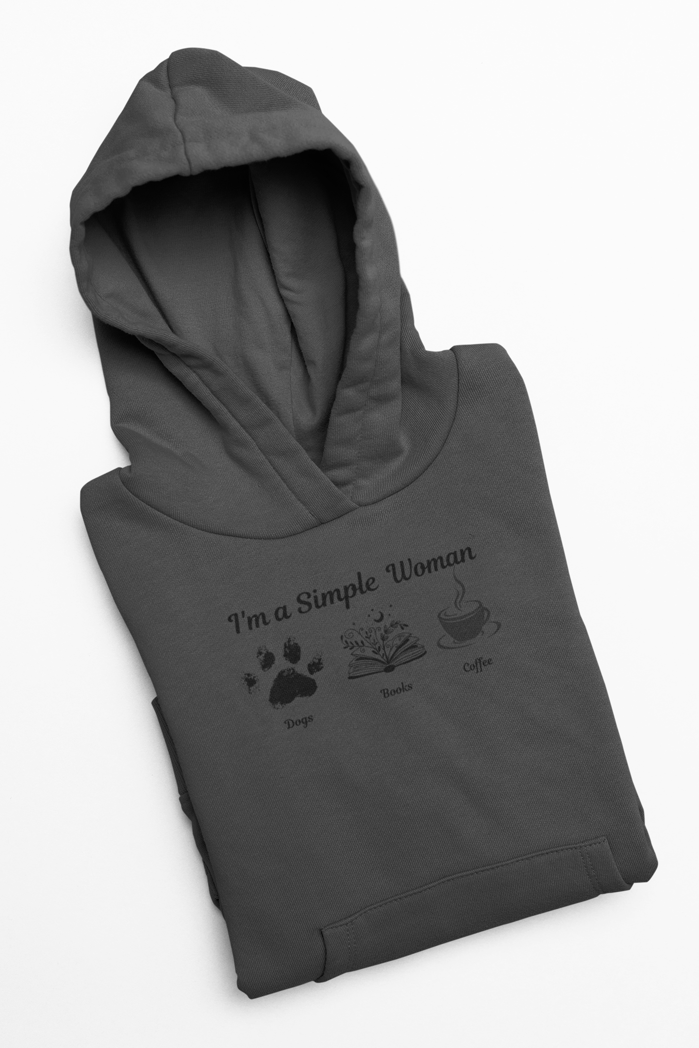 Simple Women Dog Book Coffee Lover Three-Panel Fleece Hoodie, perfect for dog, book & Coffee lovers who enjoy a relaxed and comfortable style.