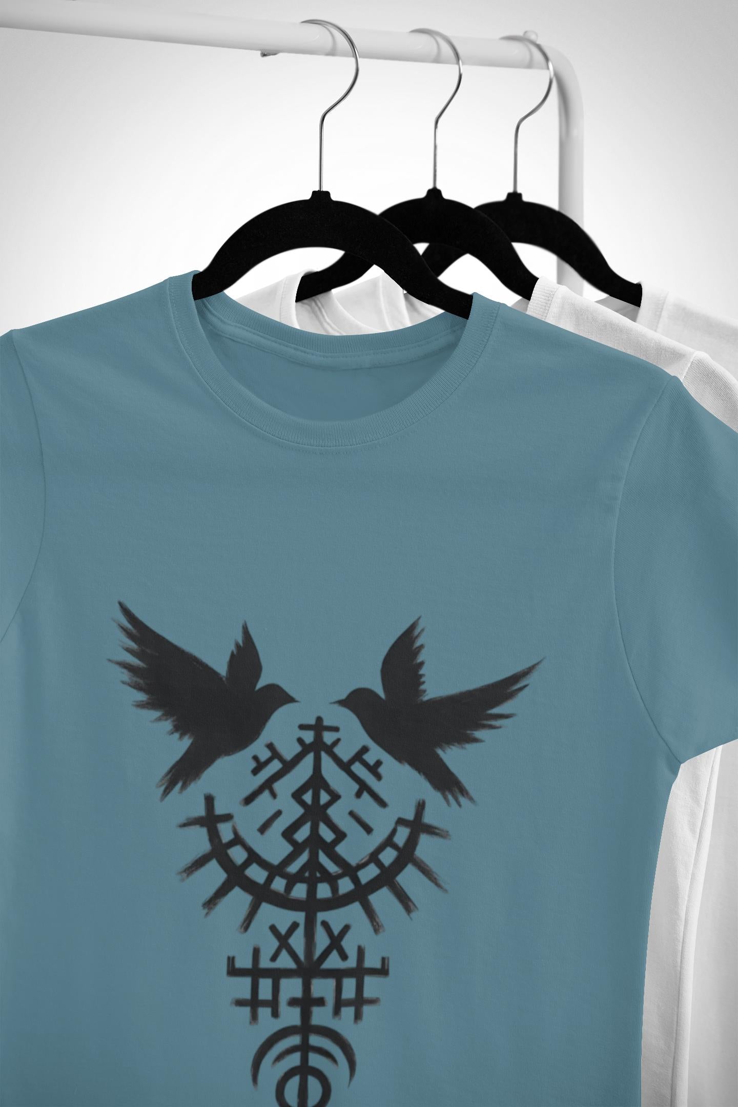 Viking Raven T-Shirt, Pagan Clothing, Norse Paganism, Norse Viking Shirt, Pagan TShirt, Raven Shirt, Viking Apparel