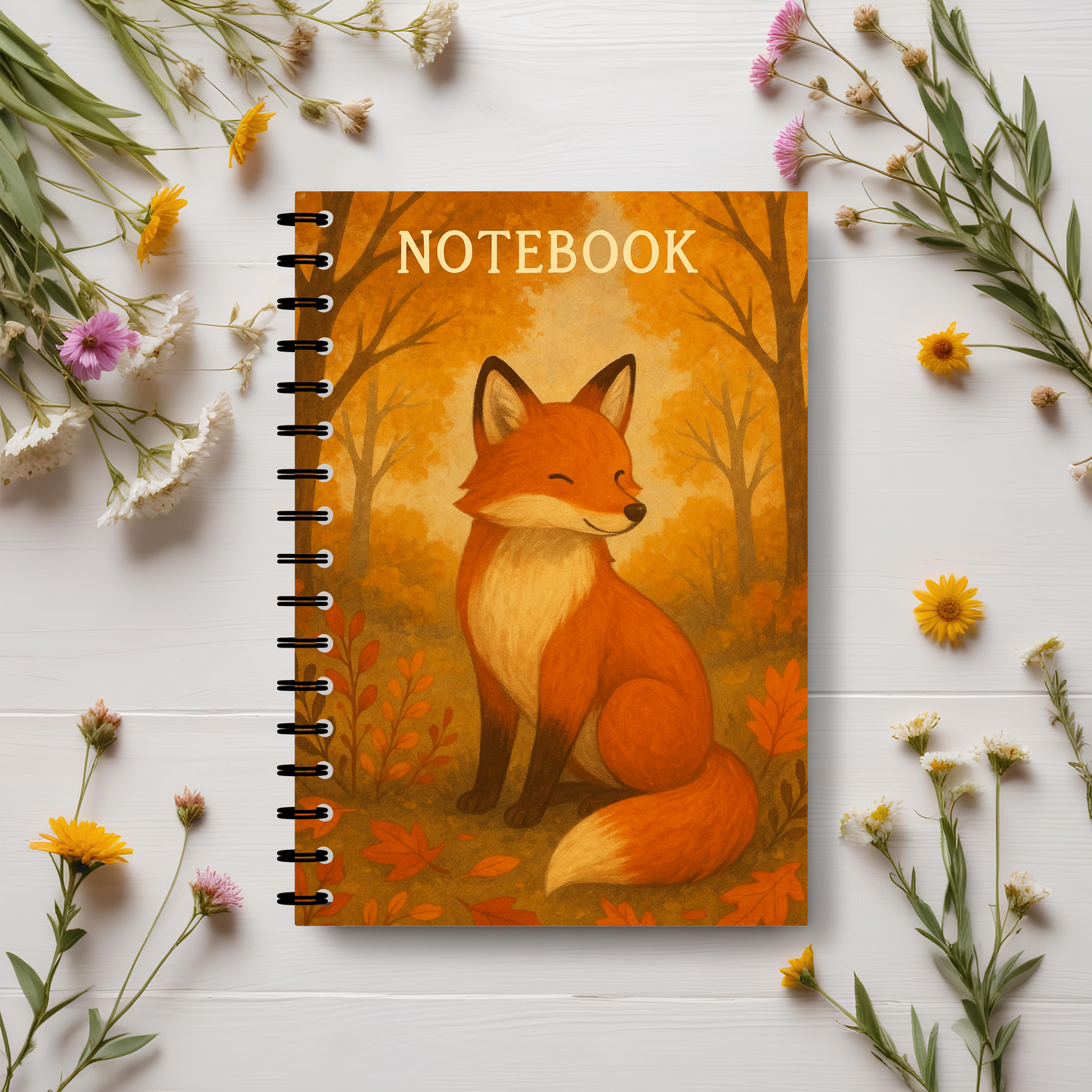 Autumn Fox Wirebound Notebook, Perfect for jotting down thoughts or sketching inspirations, this notebook is a delightful blend of whimsy and practicality.