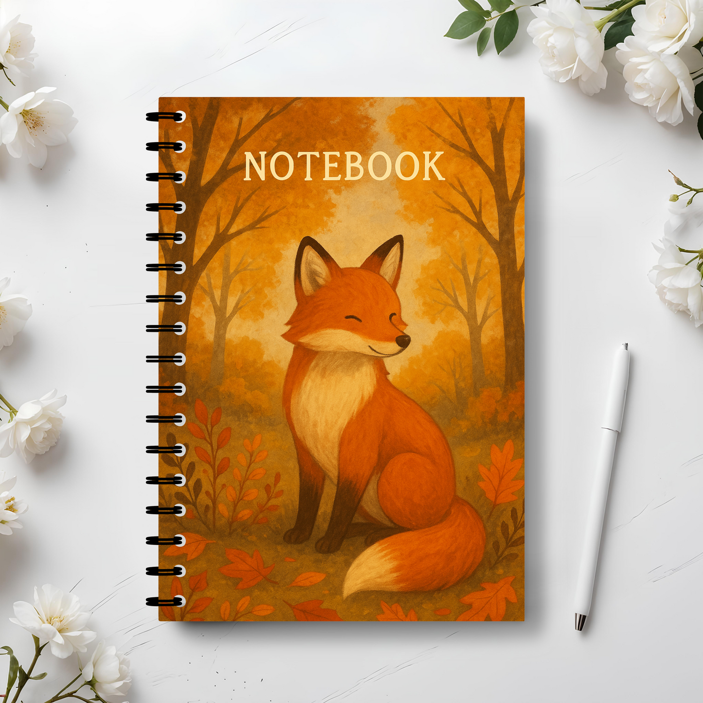 Autumn Fox Wirebound Notebook, Perfect for jotting down thoughts or sketching inspirations, this notebook is a delightful blend of whimsy and practicality.
