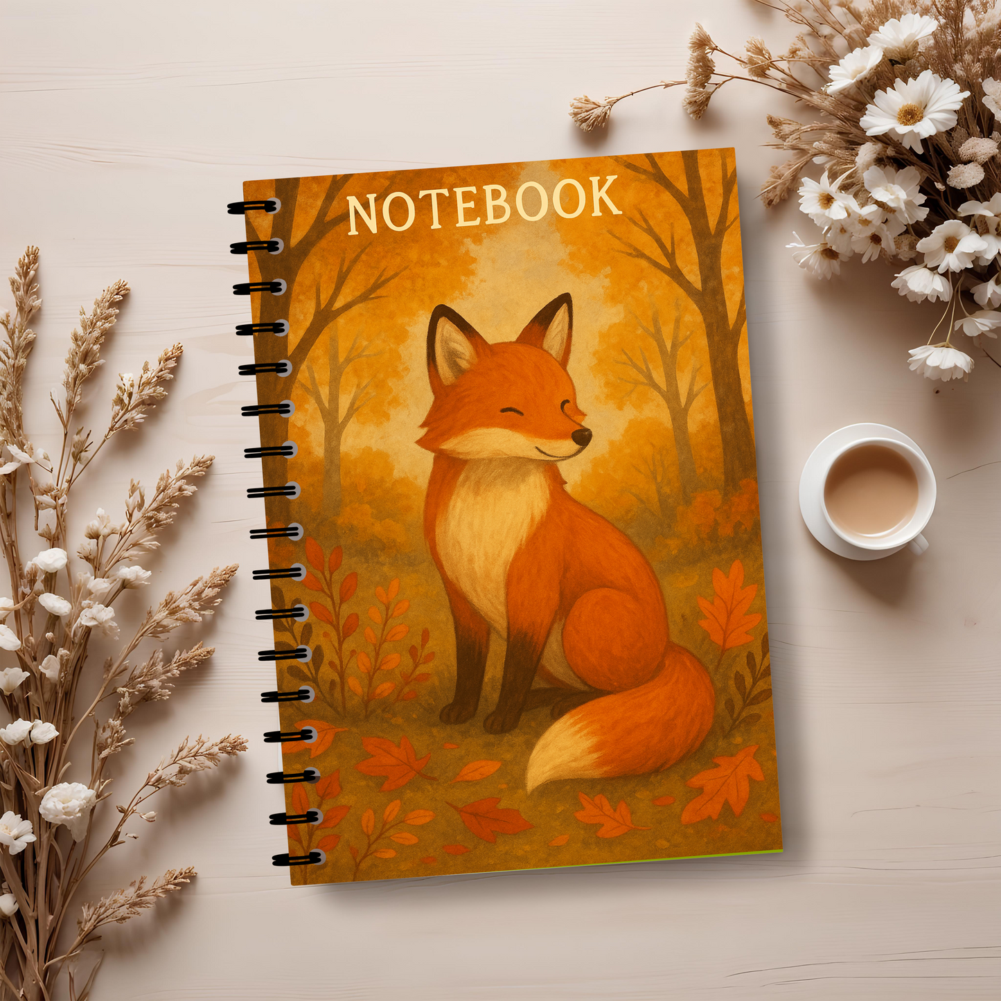 Autumn Fox Wirebound Notebook, Perfect for jotting down thoughts or sketching inspirations, this notebook is a delightful blend of whimsy and practicality.