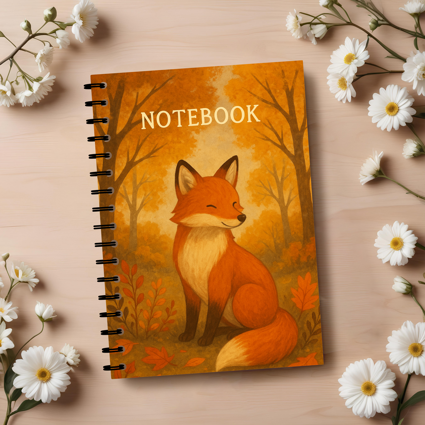 Autumn Fox Wirebound Notebook, Perfect for jotting down thoughts or sketching inspirations, this notebook is a delightful blend of whimsy and practicality.