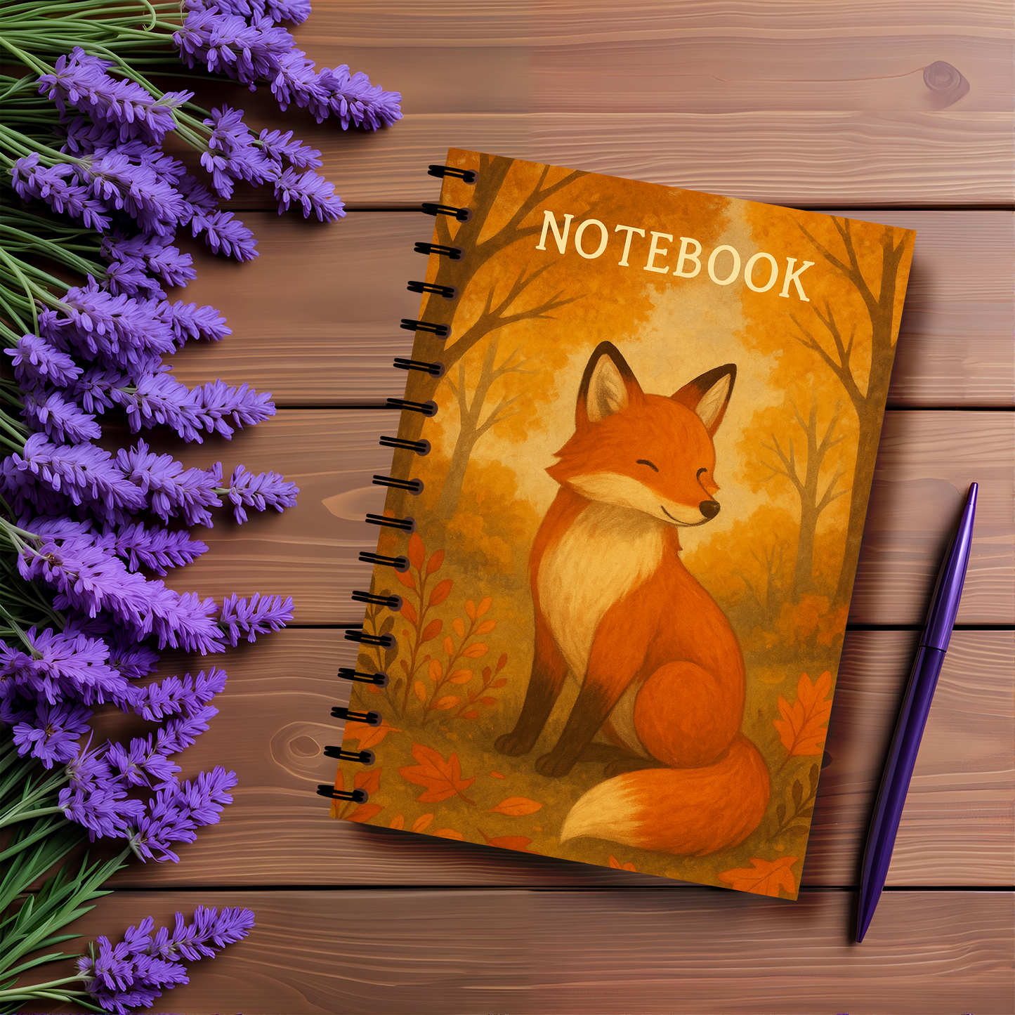 Autumn Fox Wirebound Notebook, Perfect for jotting down thoughts or sketching inspirations, this notebook is a delightful blend of whimsy and practicality.