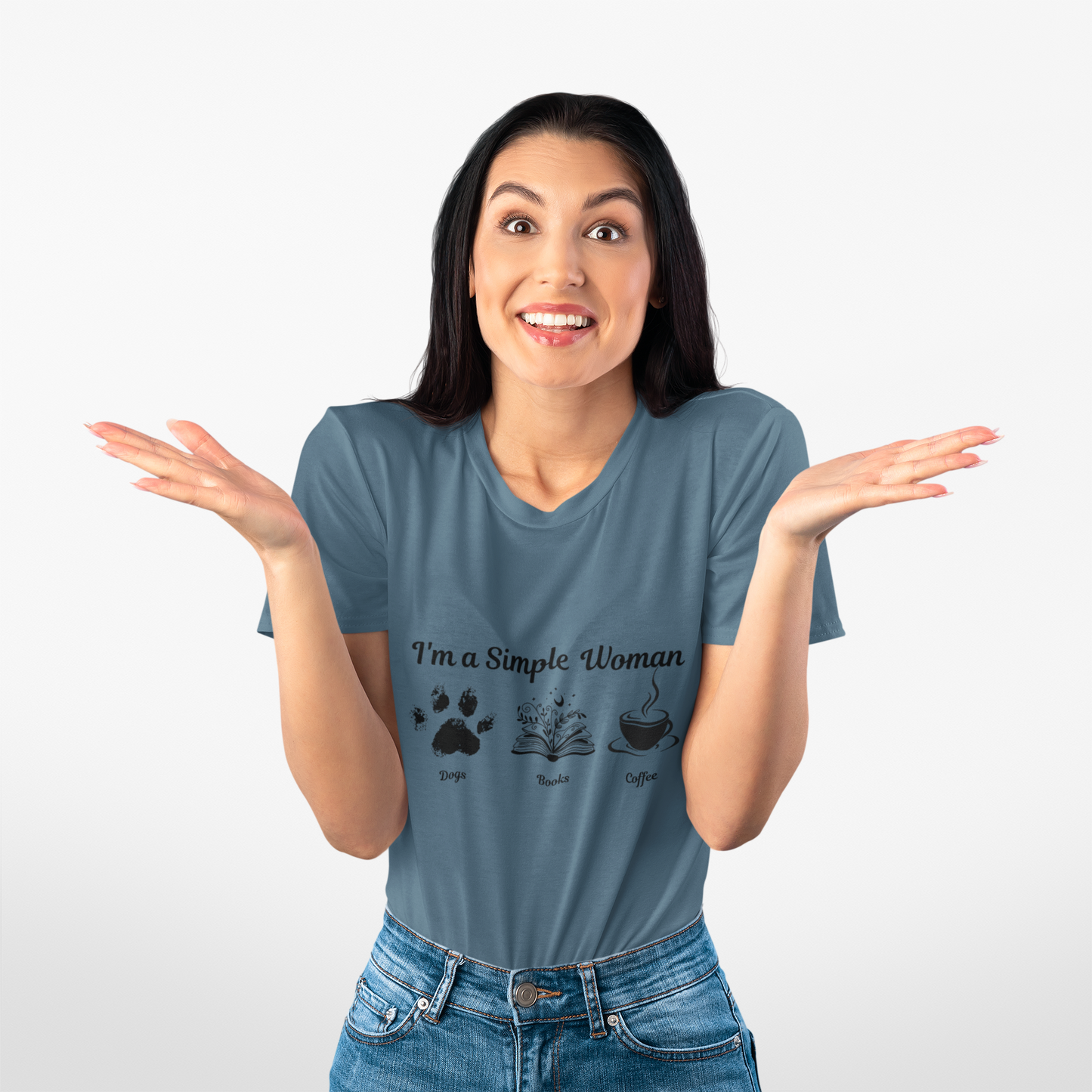 I'm a Simple Woman T Shirt, Paw Print Shirt, express your pet love and book nerd vibes whilst sipping on your caffine fix.