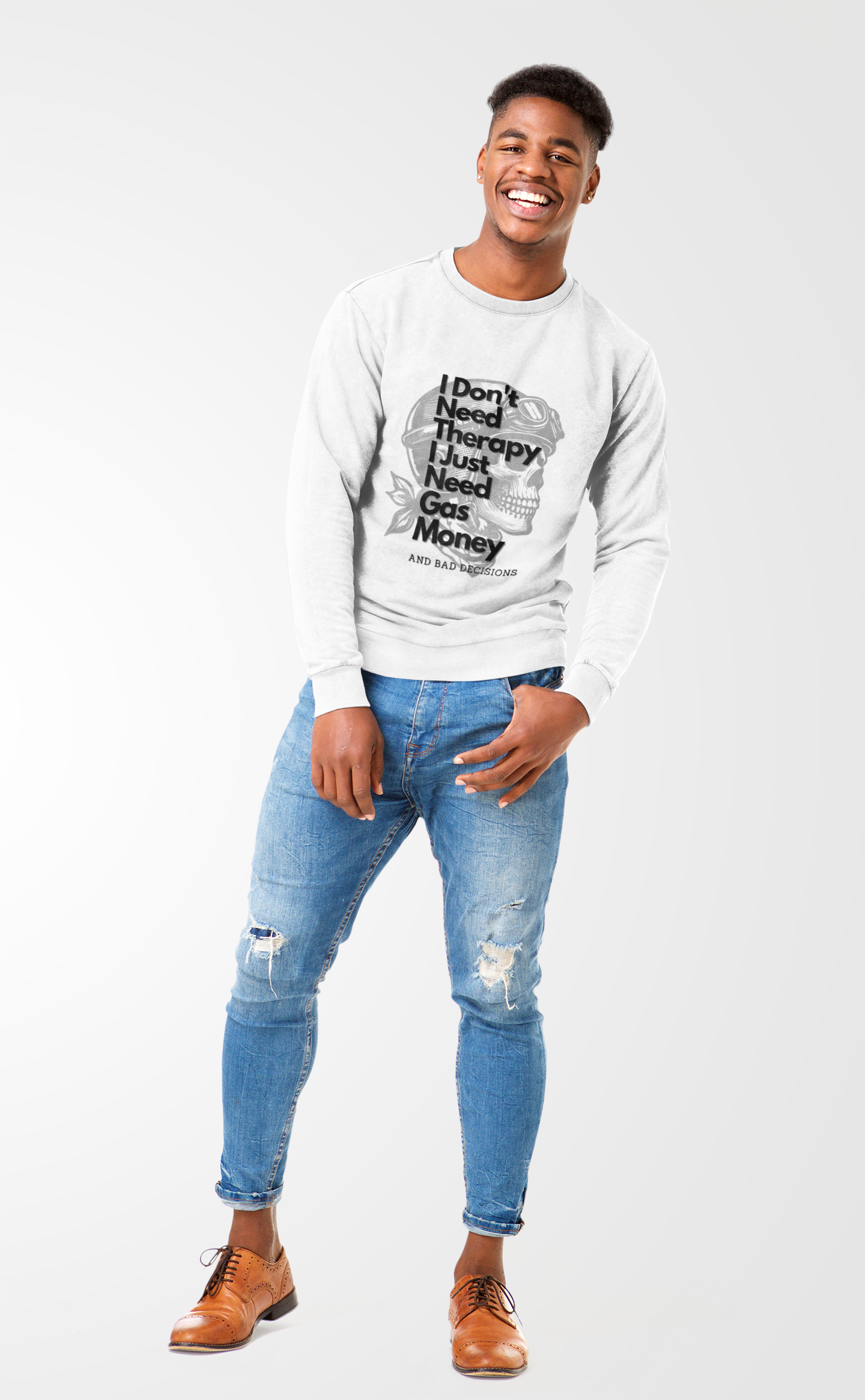 I dont need therapy 💀 Skull Graphic Crewneck Sweatshirt - Unisex Style, for the bike Lovers.