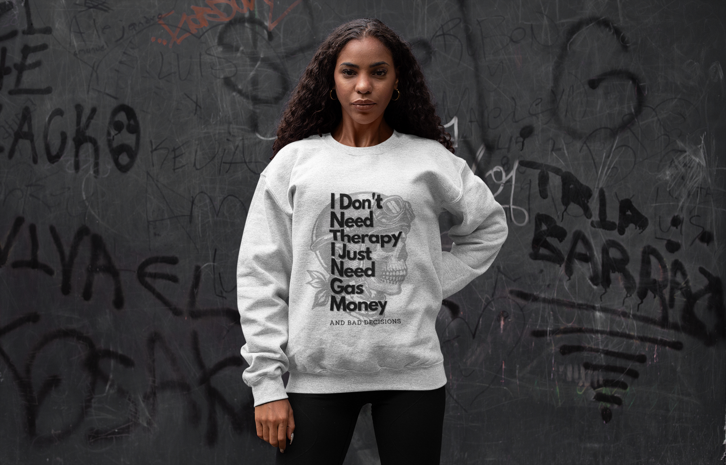 I dont need therapy 💀 Skull Graphic Crewneck Sweatshirt - Unisex Style, for the bike Lovers.