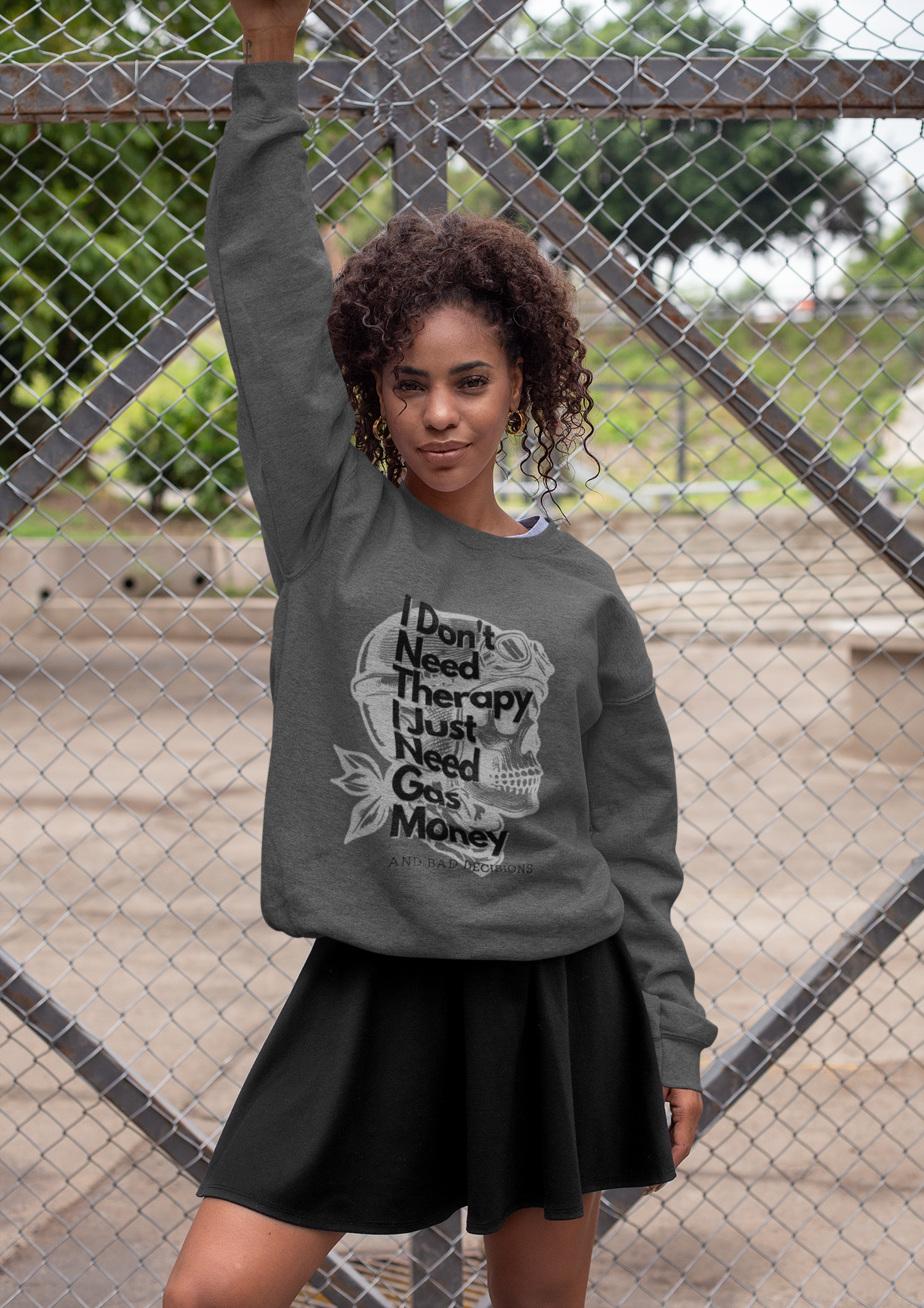 I dont need therapy 💀 Skull Graphic Crewneck Sweatshirt - Unisex Style, for the bike Lovers.