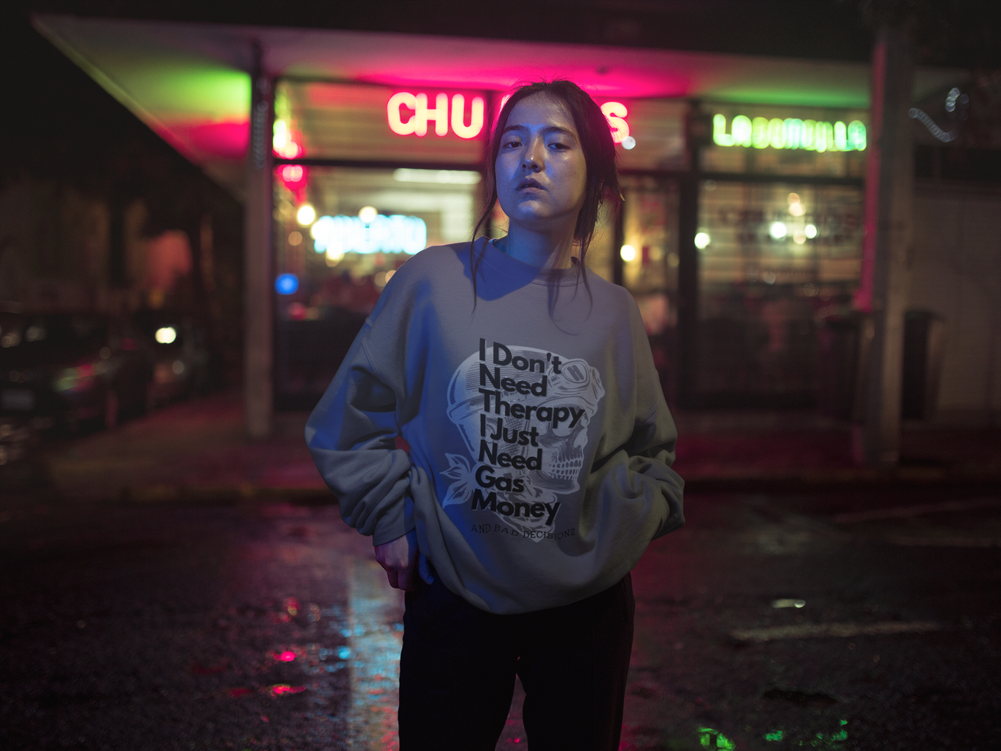 I dont need therapy 💀 Skull Graphic Crewneck Sweatshirt - Unisex Style, for the bike Lovers.