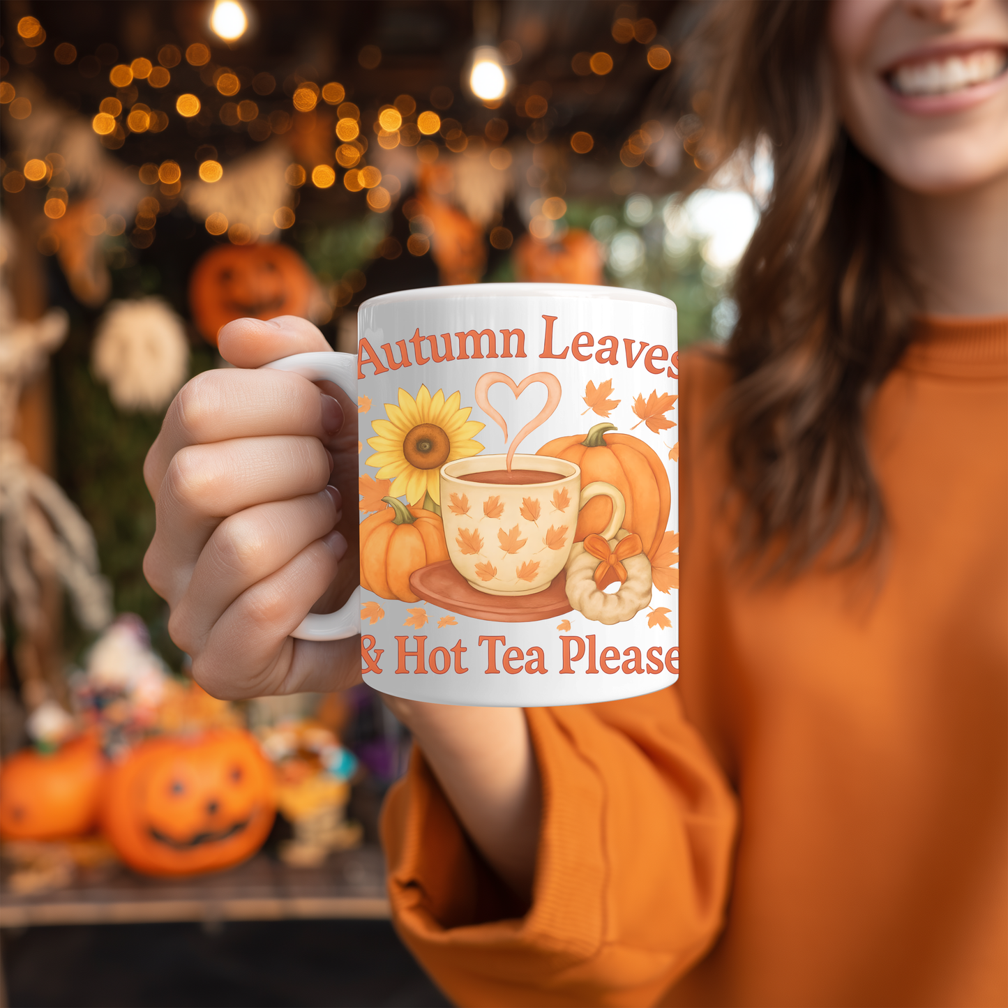 Autumnal Mug for Tea Lovers, Whether you fancy a cuppa or a heartwarming autumn coffee, this pumpkin mug is your perfect companion.