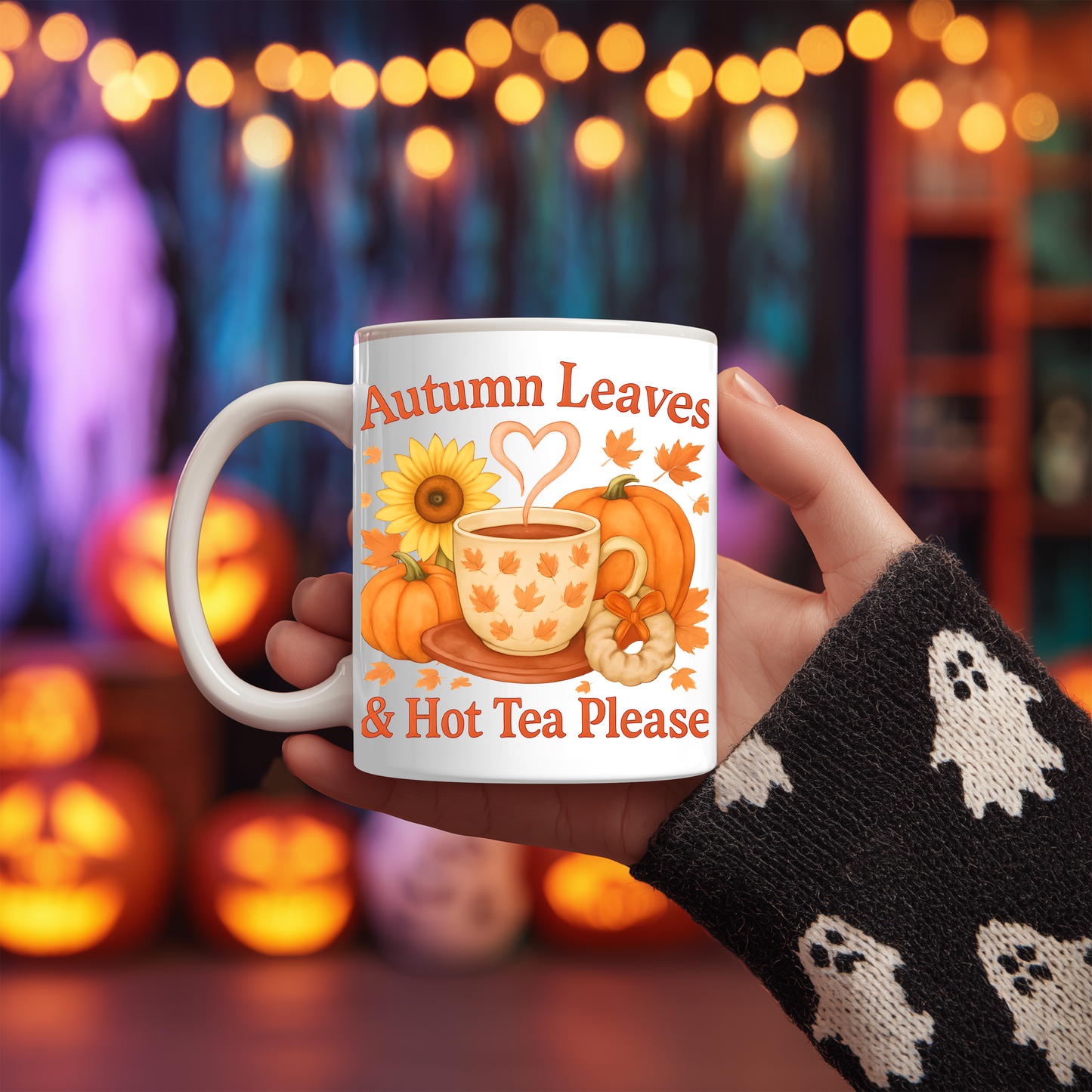 Autumnal Mug for Tea Lovers, Whether you fancy a cuppa or a heartwarming autumn coffee, this pumpkin mug is your perfect companion.