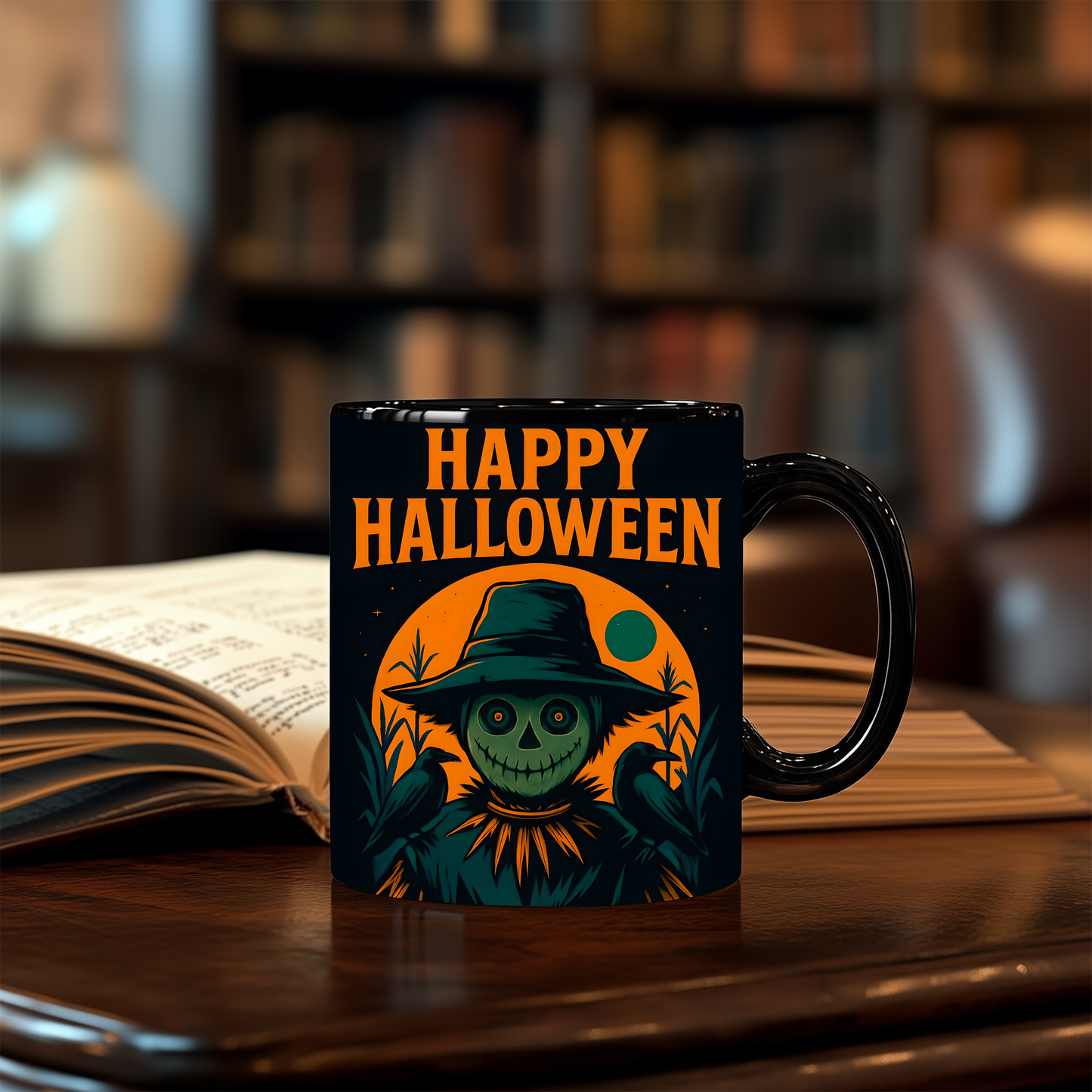 Happy Halloween Scarecrow Mug, This spooky mug is a delightful fusion of vibrant autumn hues and charmingly eerie designs, perfect for your morning brew.